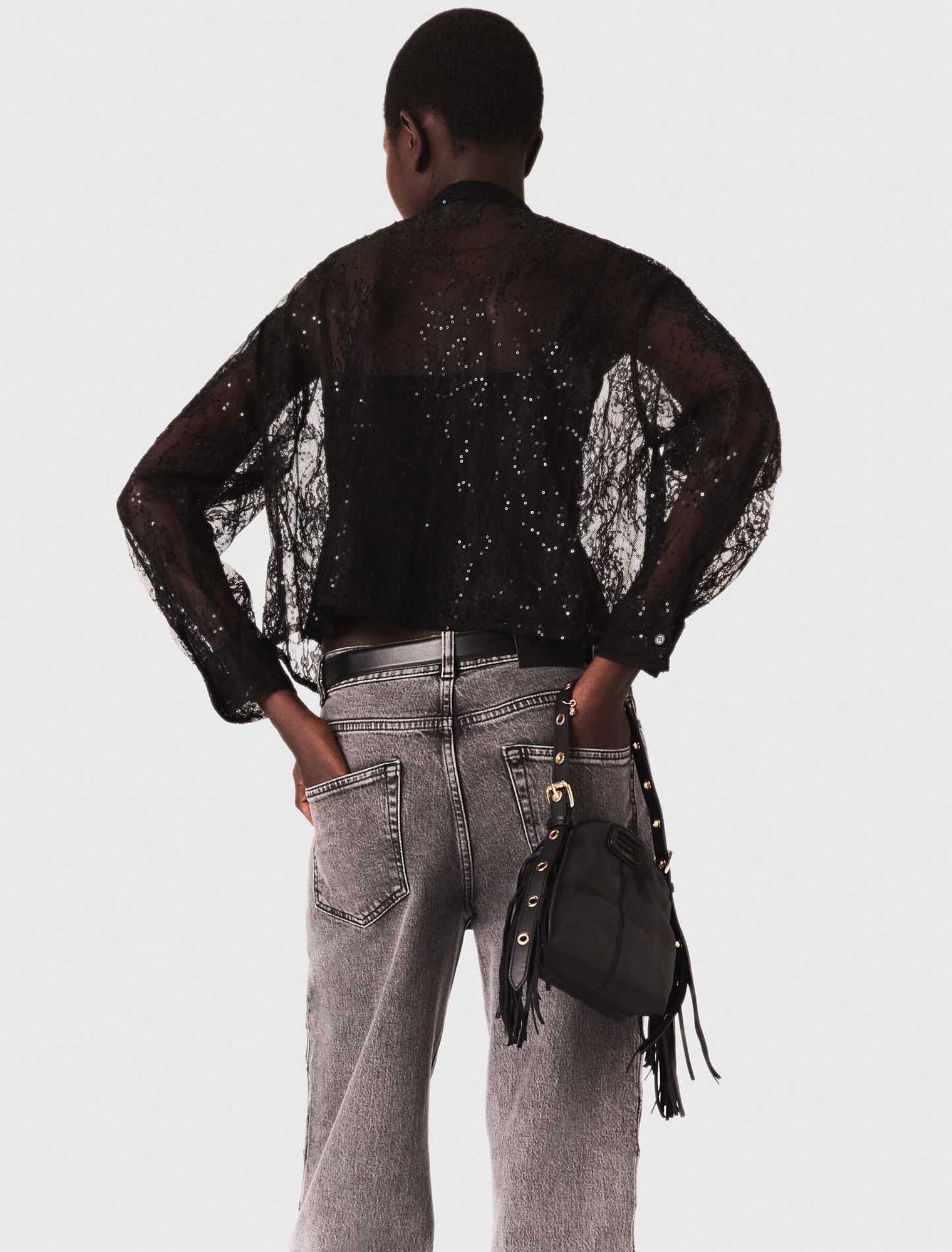 Lace pussy bow shirt