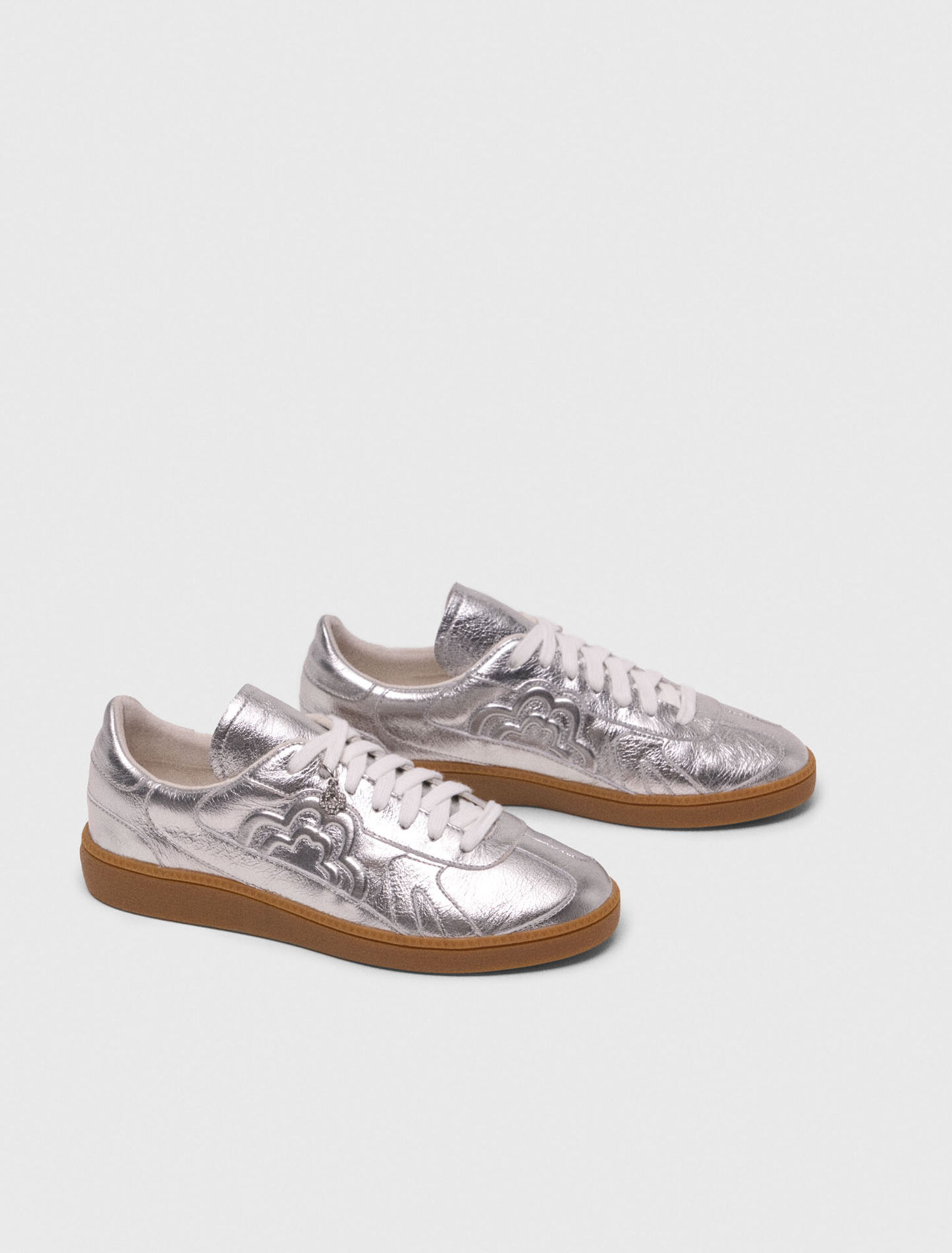Metallic leather trainers