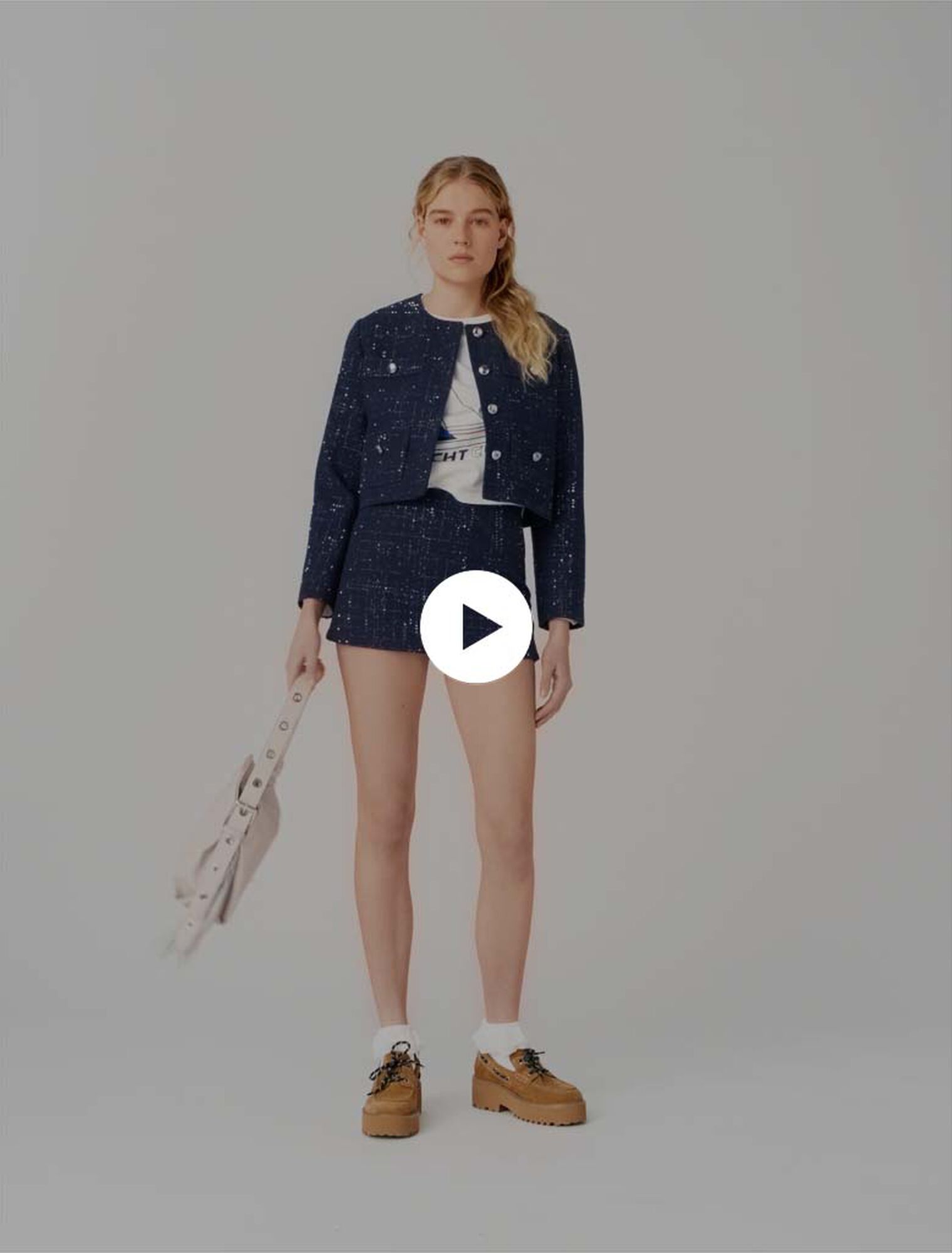 Short jacket with patch pockets