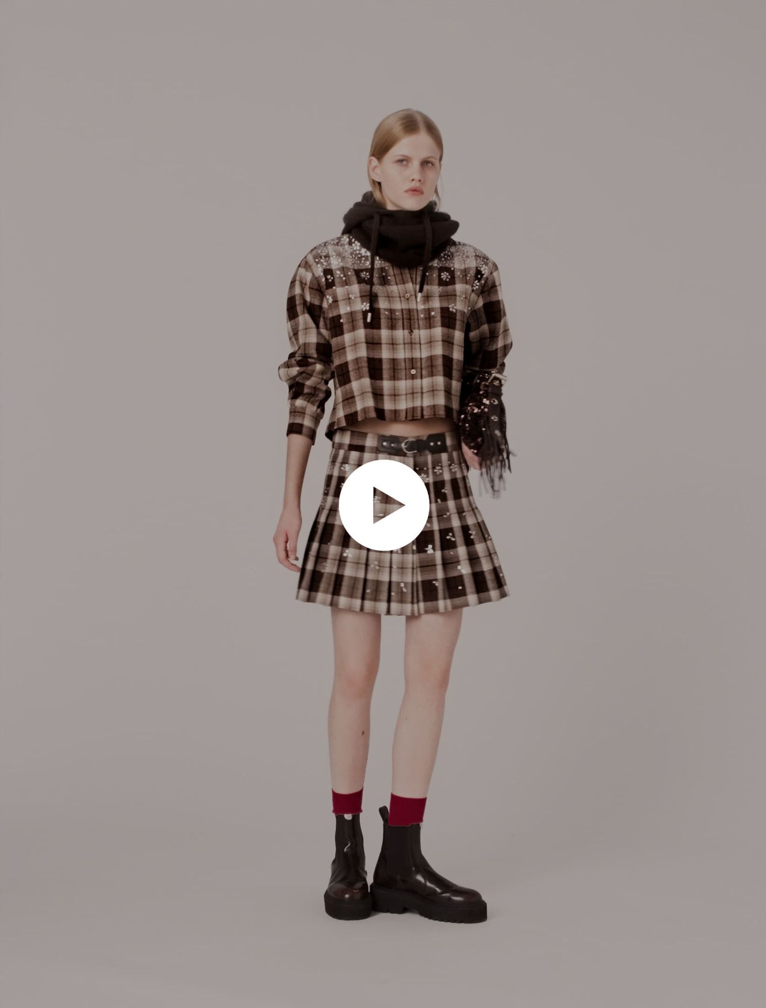 Rhinestone checked shirt