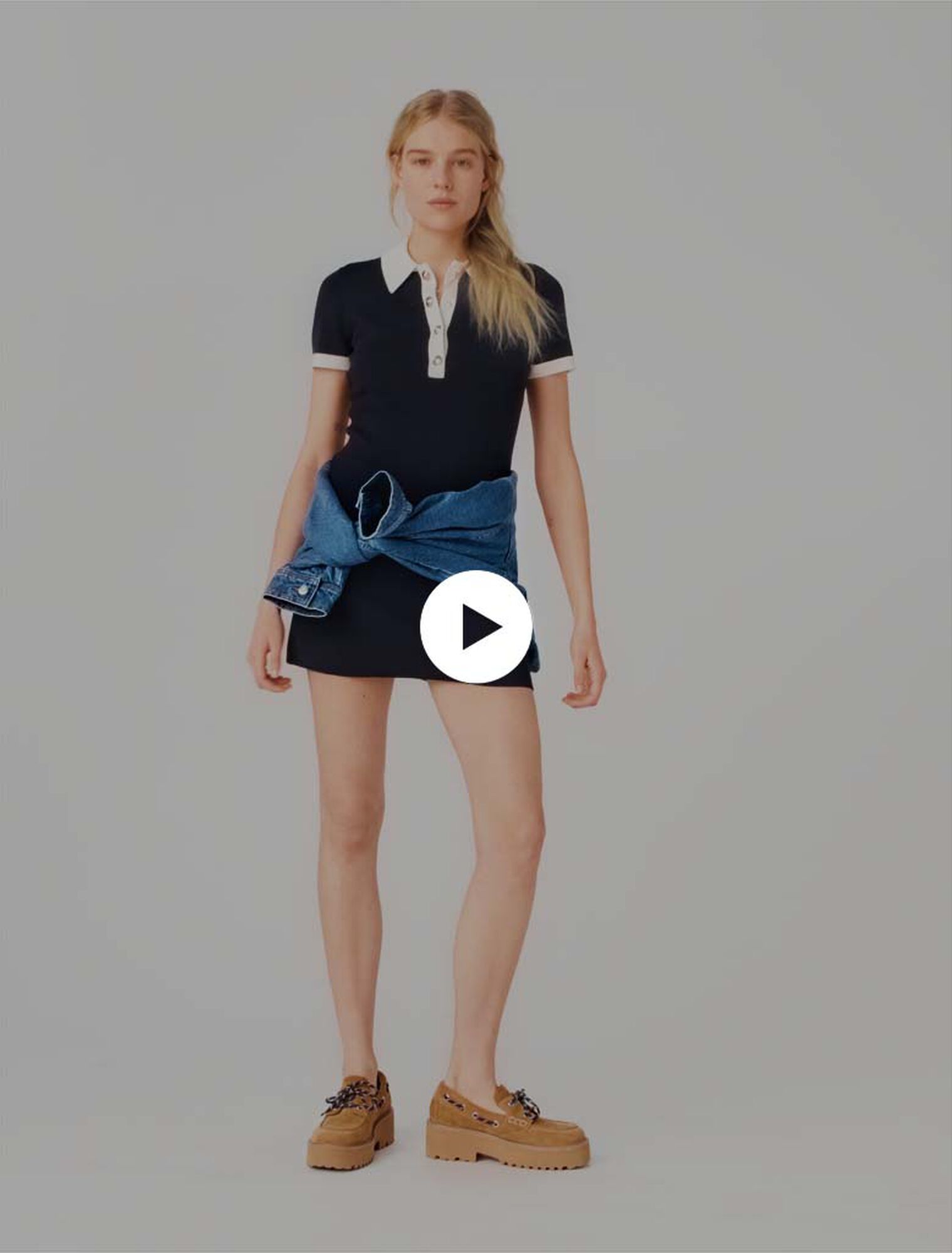 Contrast-trim polo dress