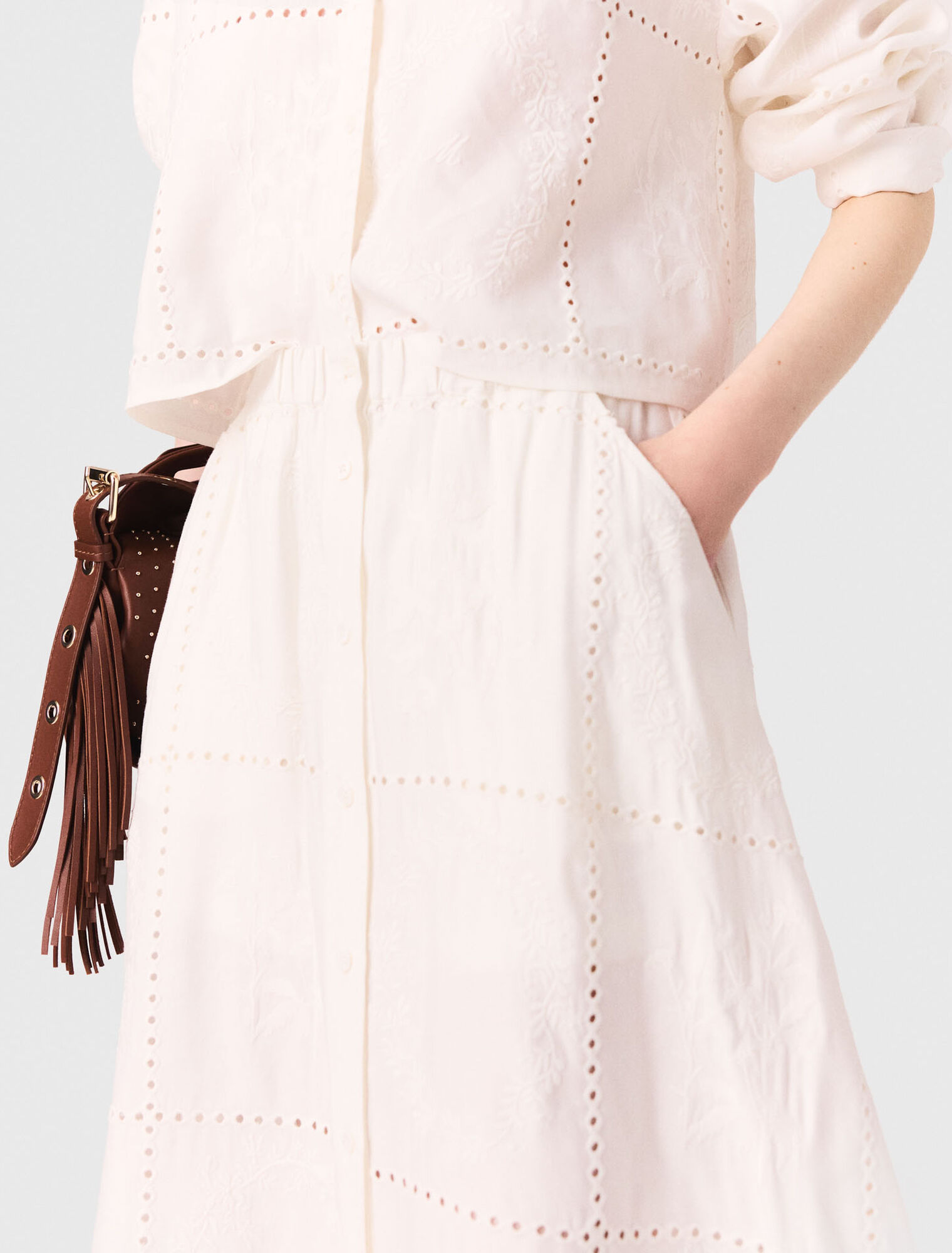 Embroidered midi skirt