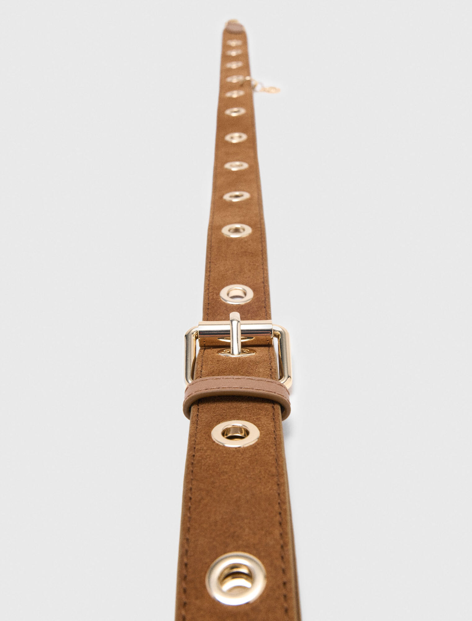 Suede shoulder strap with eyelets