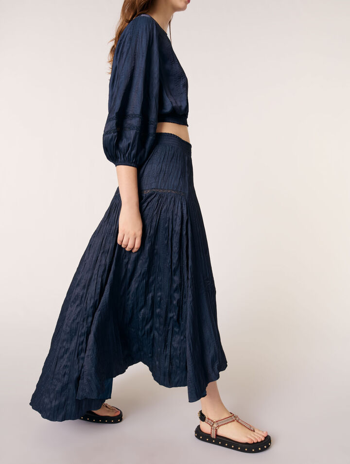 Satin-effect maxi skirt