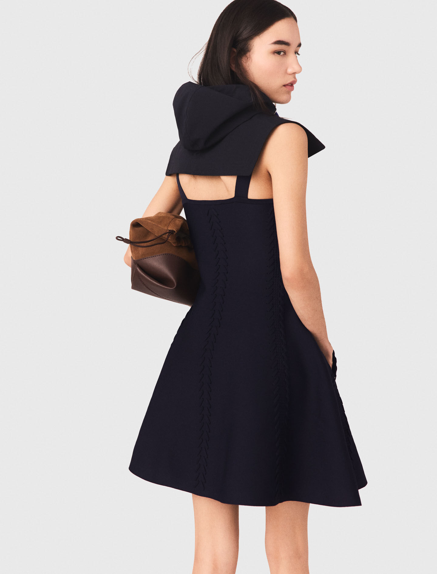 Short knitted skater dress Navy for Women | Maje