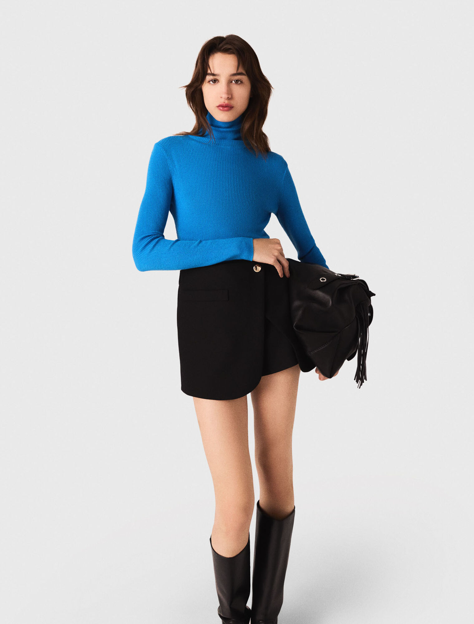 Layered-effect suit shorts