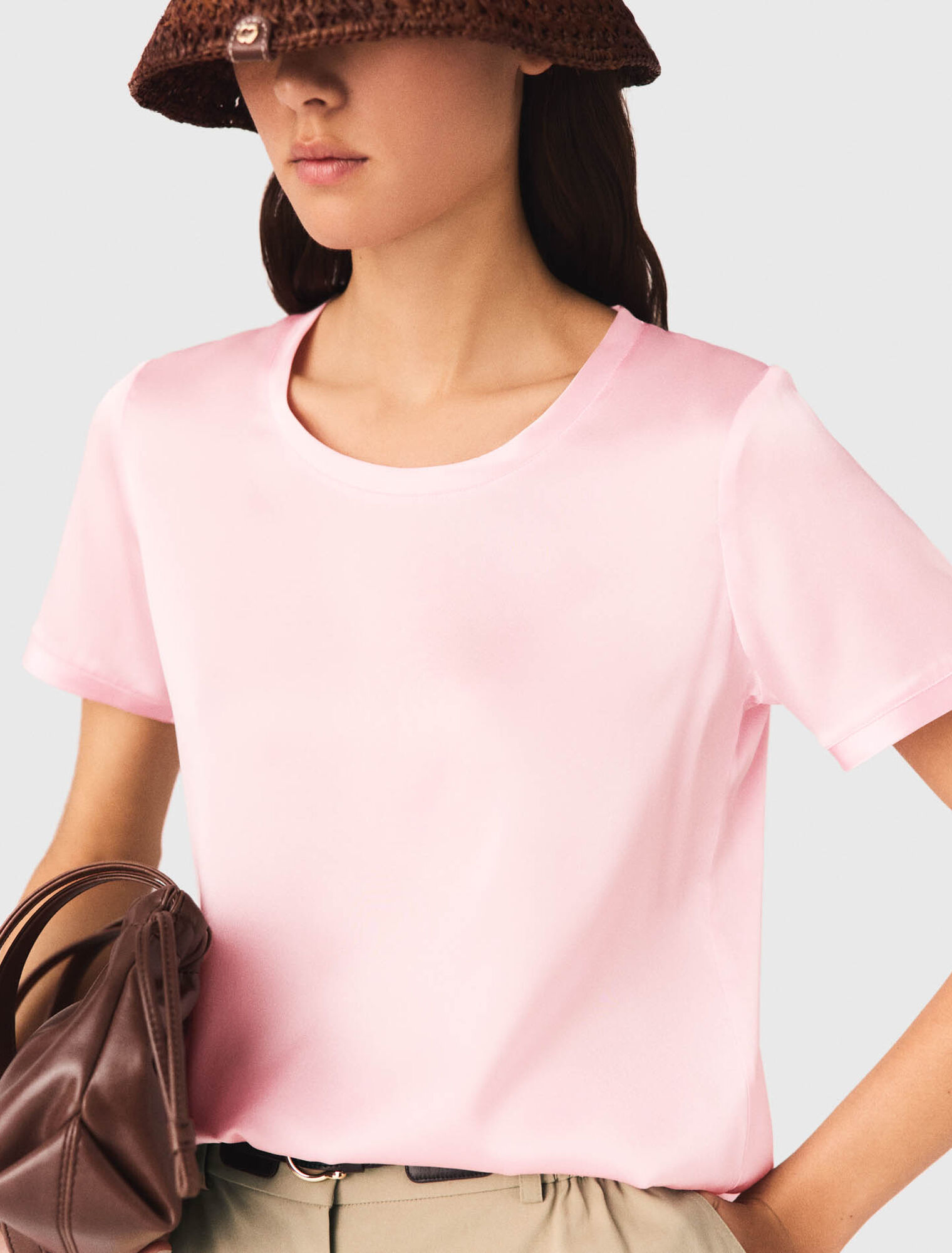 Short-sleeved silk top