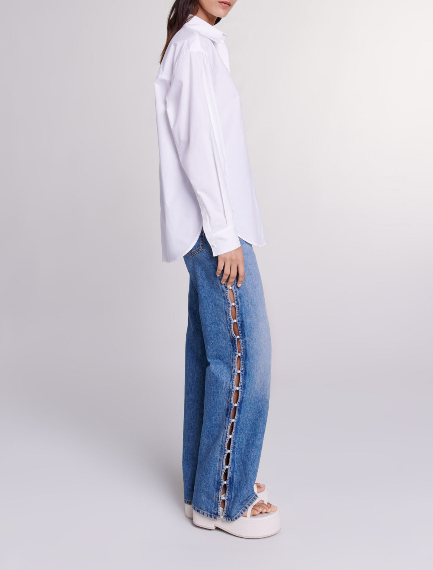 White cotton poplin shirt