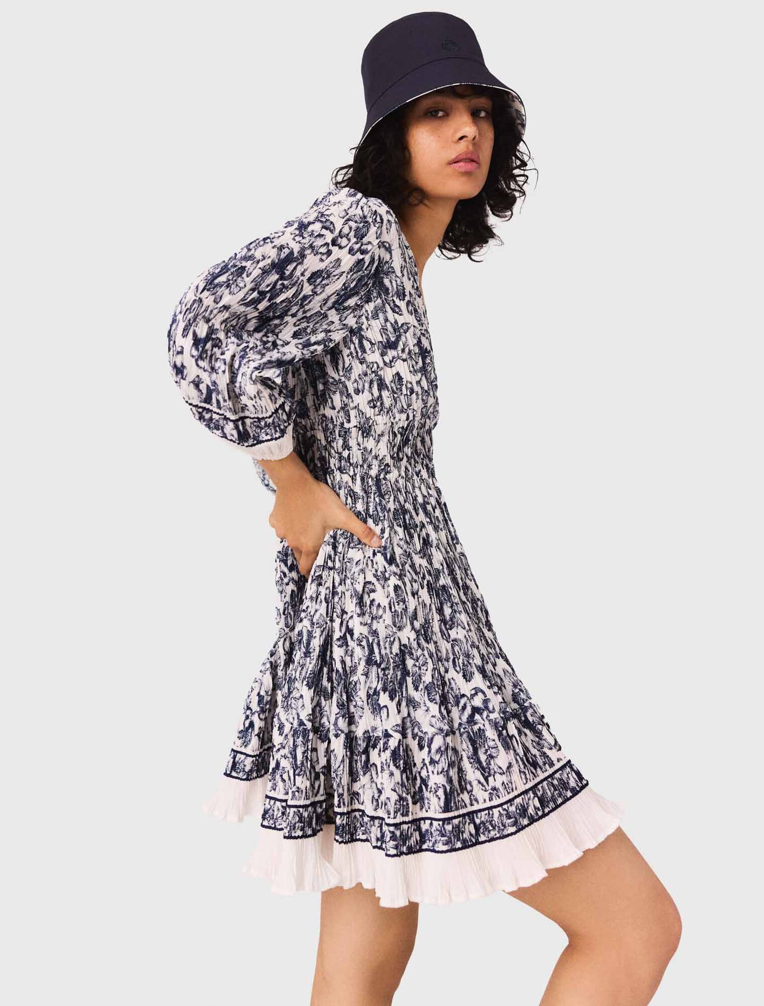 Patterned pleated dress