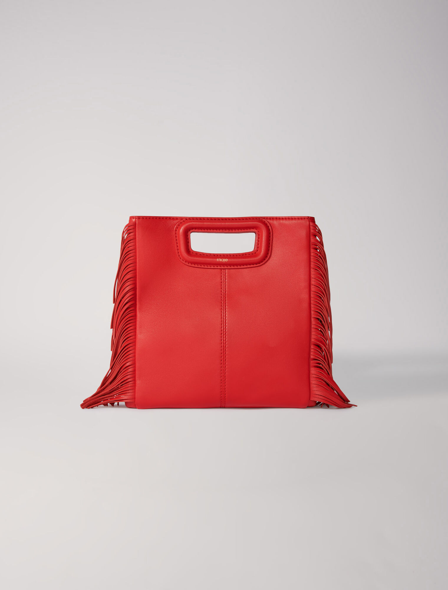 Smooth leather M bag with fringing