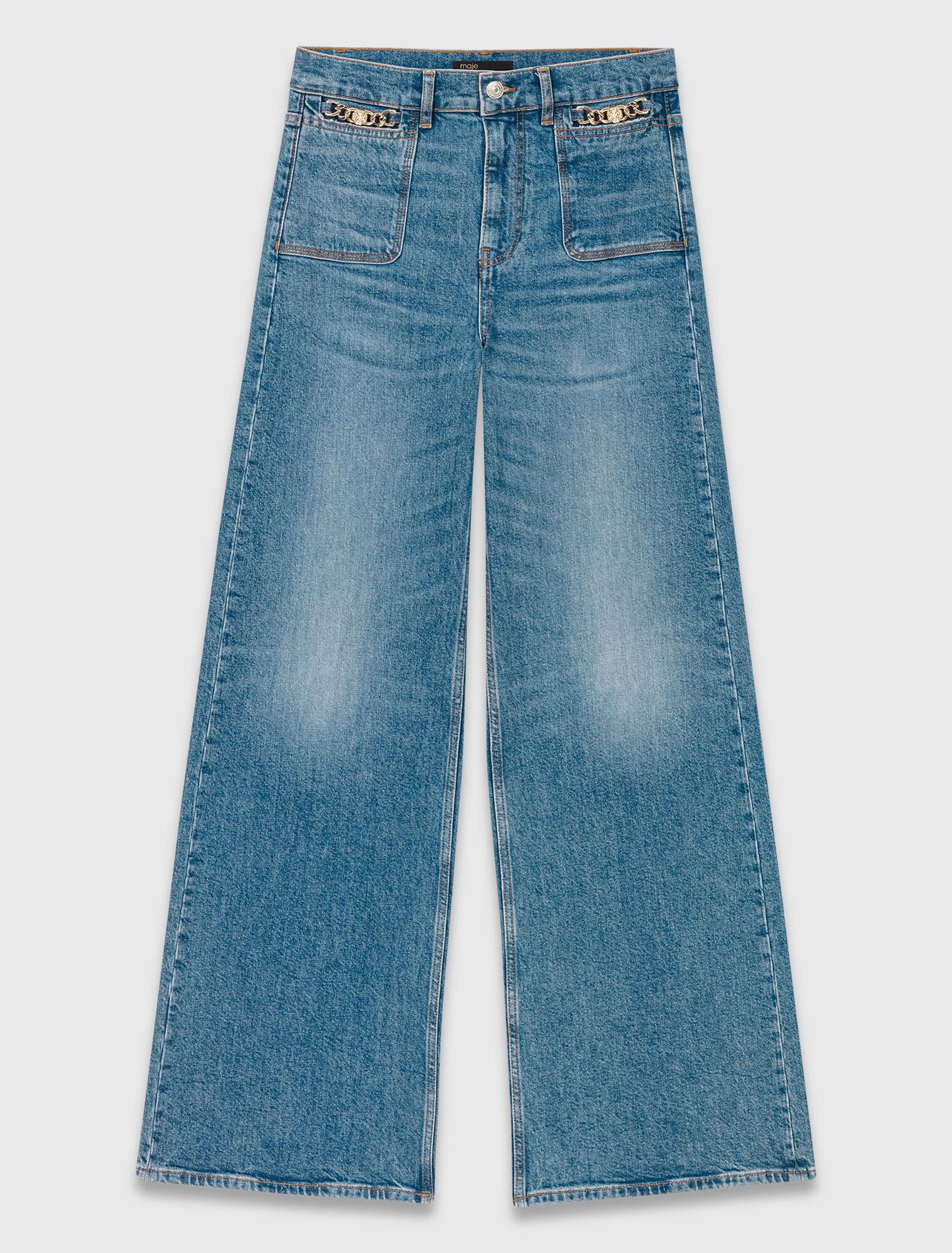 Flared jeans with chain