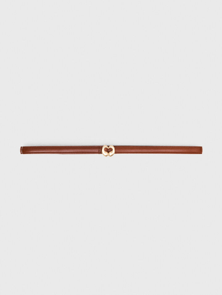 Slim smooth leather logo belt