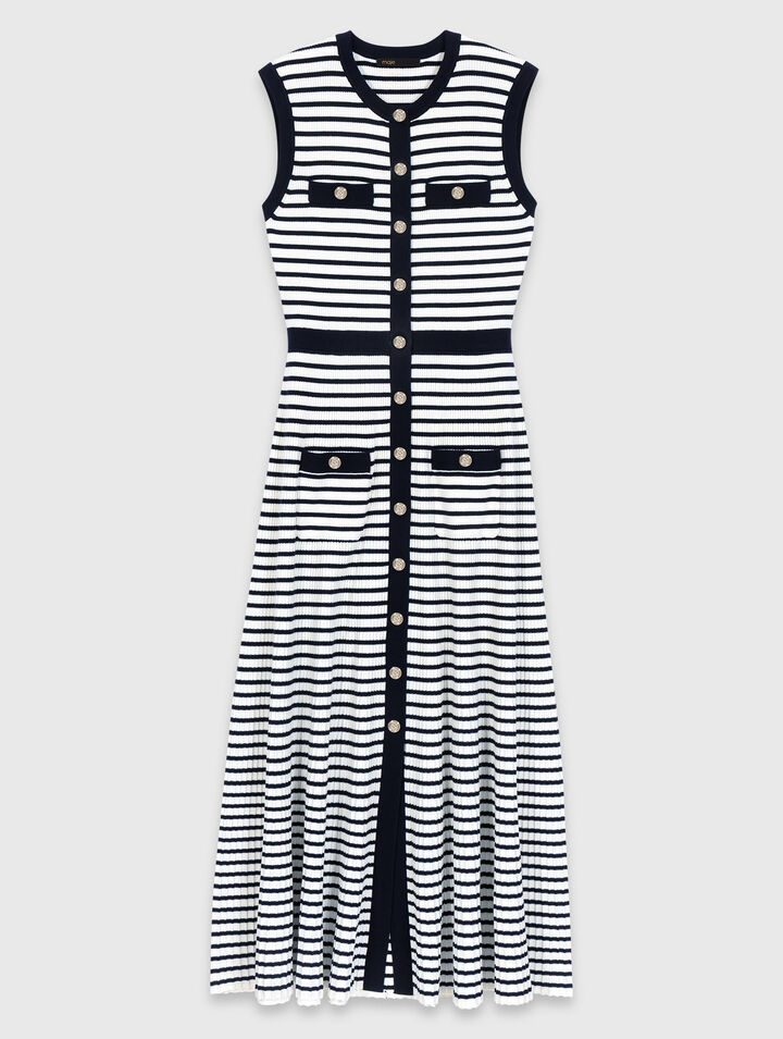 Breton stripe knit maxi dress