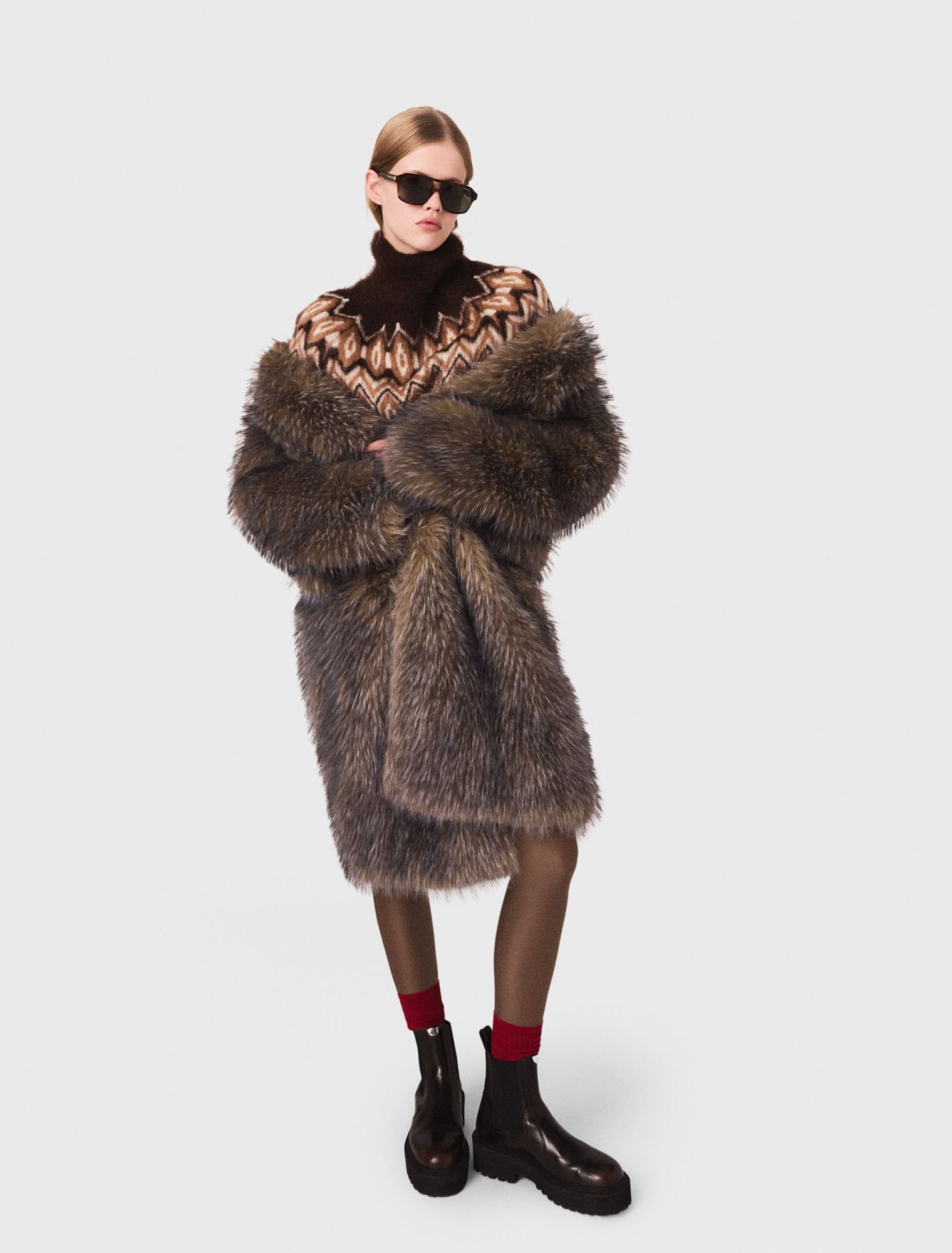 Long faux fur coat