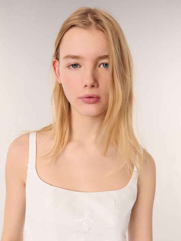 Embroidered cotton midi dress