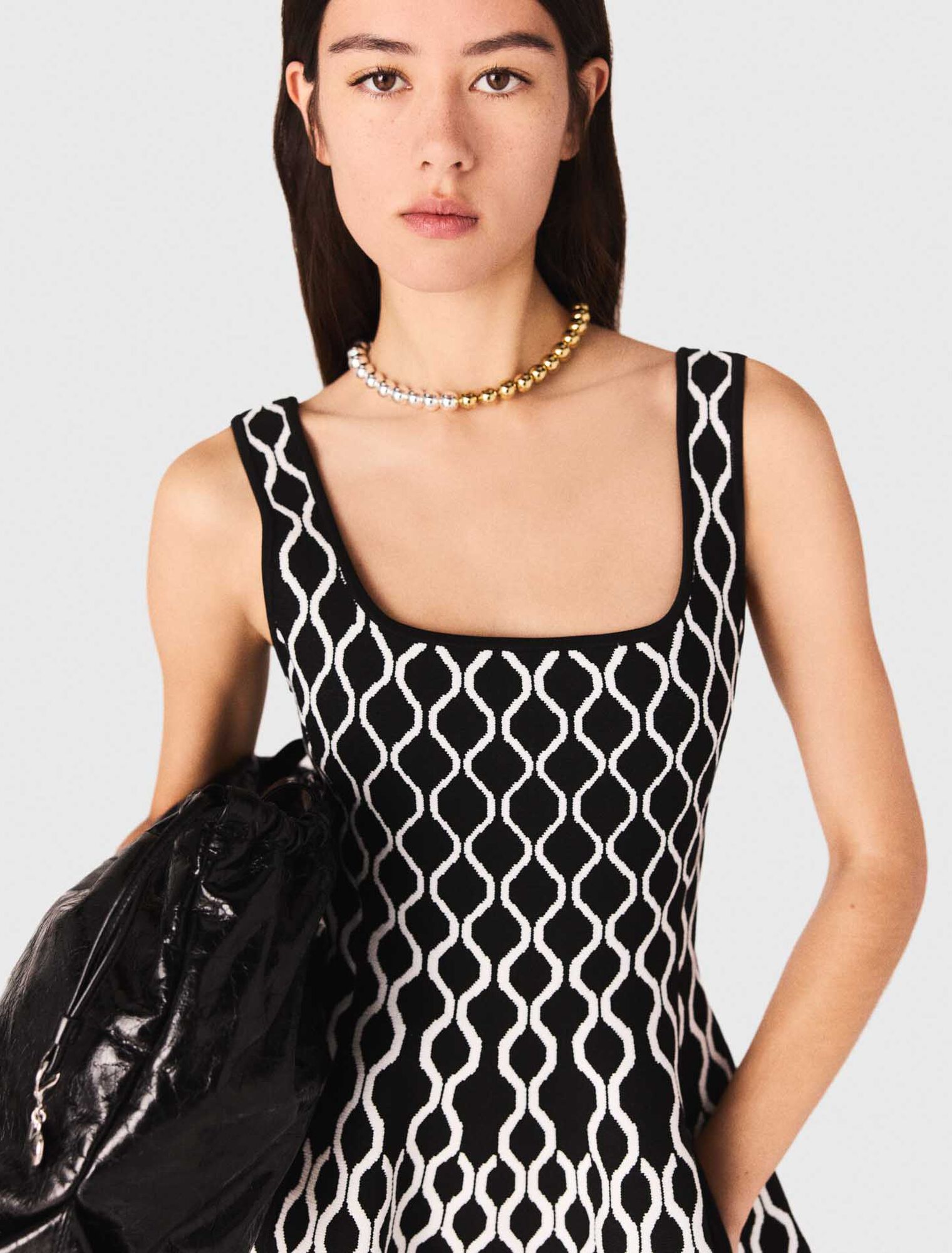 Jacquard knit short dress