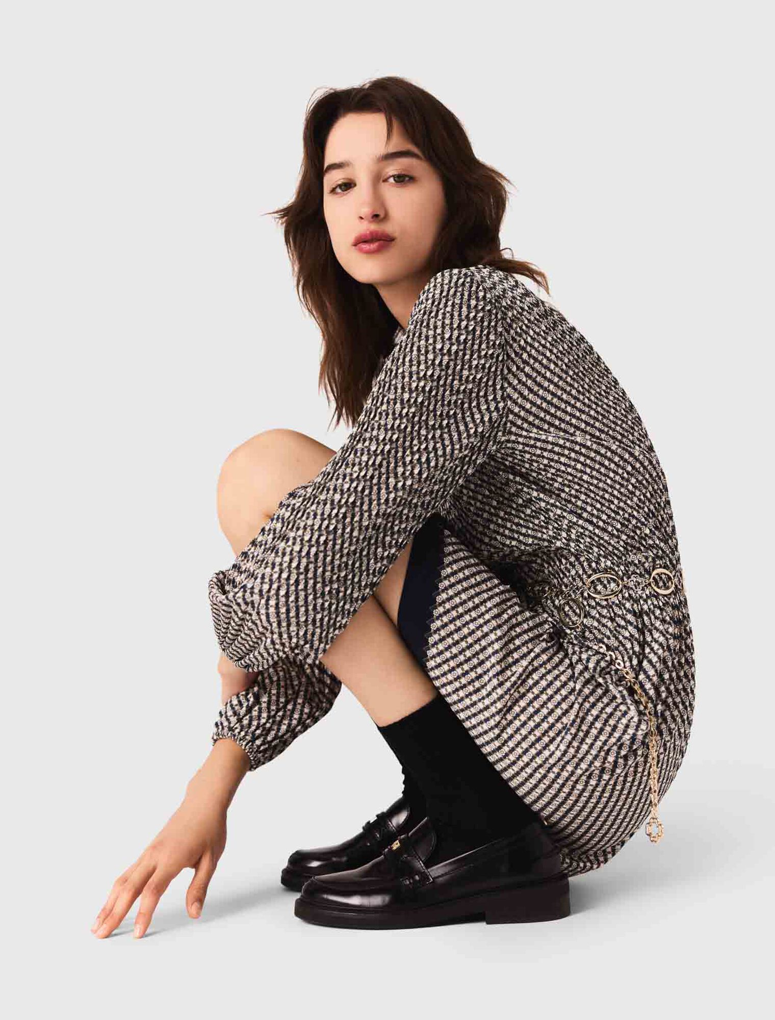 Patterned pleated dress