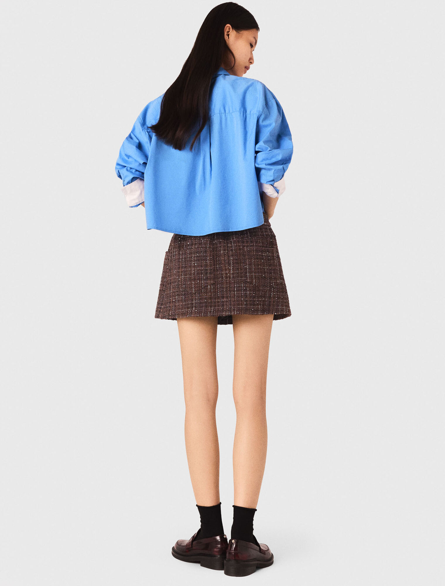 Tweed shorts with elasticated waistband