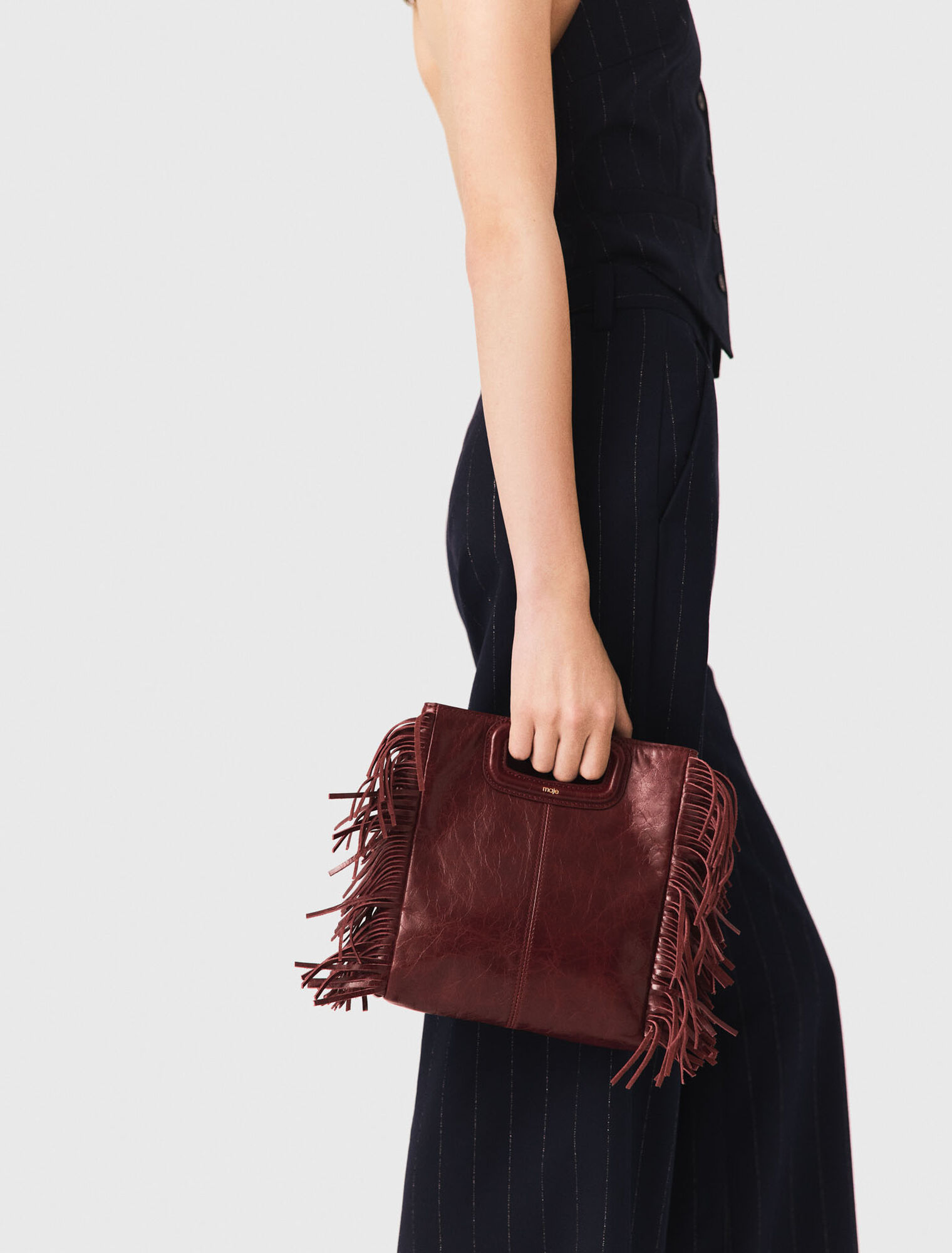 Crackled leather M bag