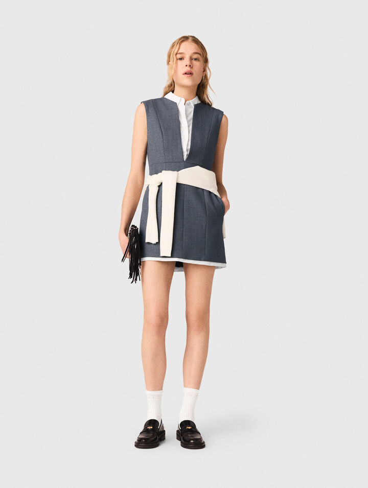 Layered-effect tailored dress