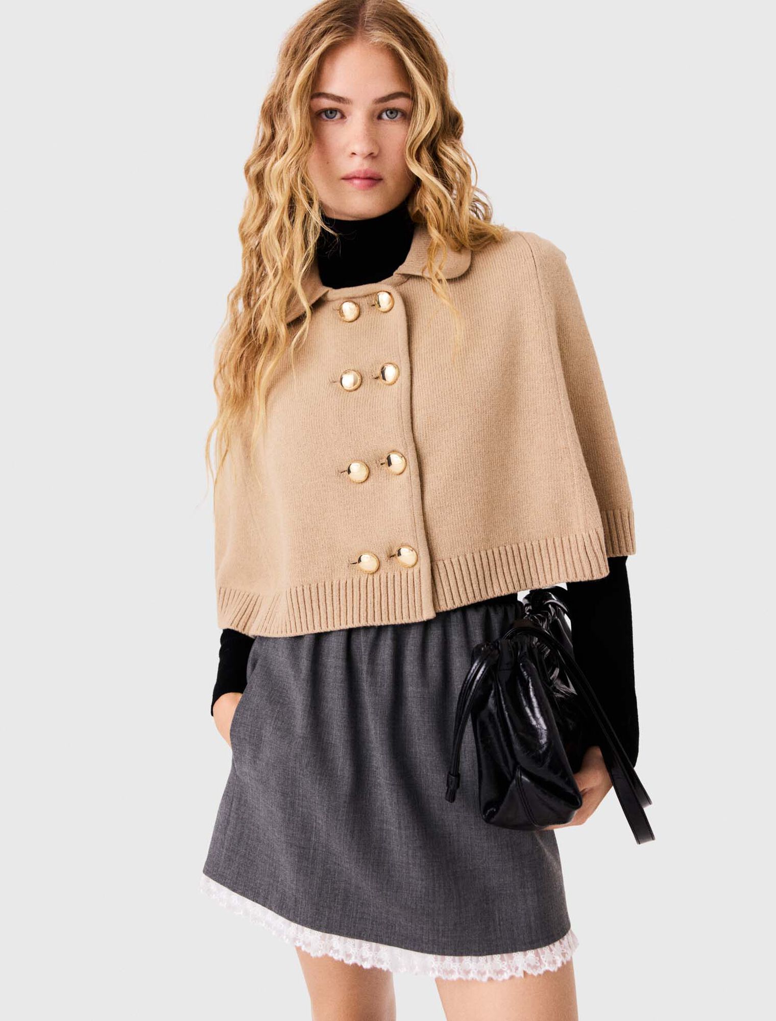 Wool blend mini cape