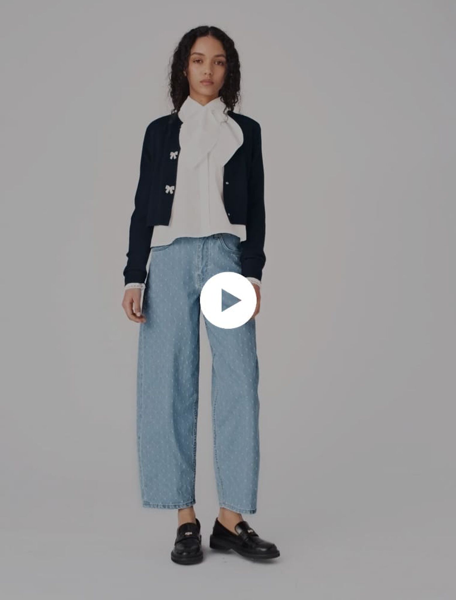 Jewelled bow-button cardigan