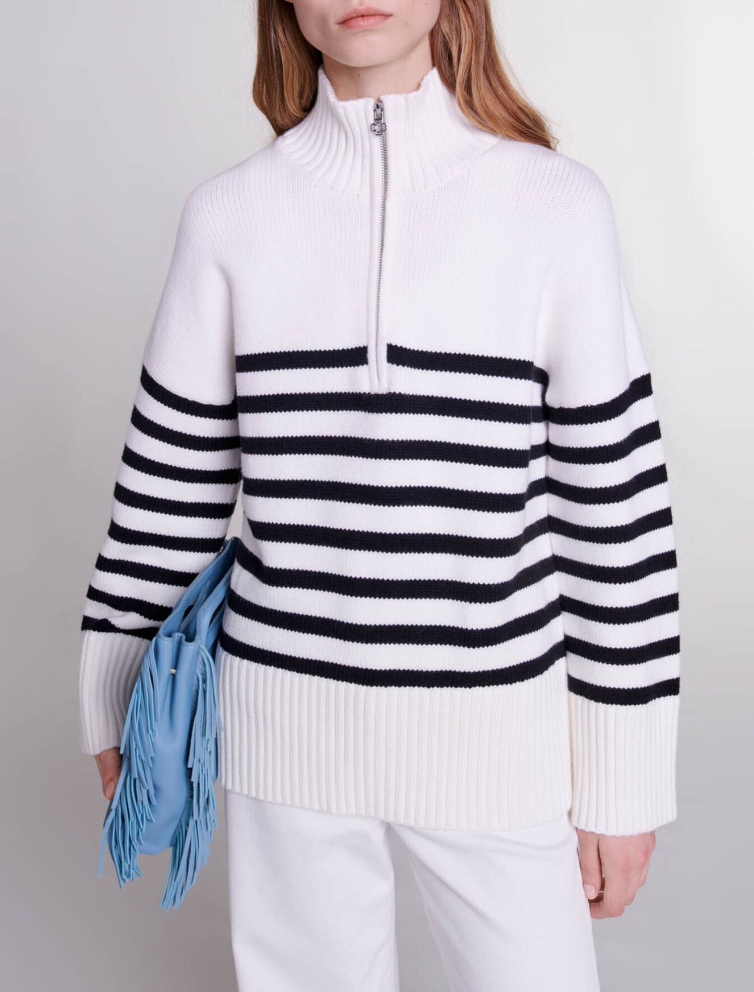 Breton jumper with zip collar