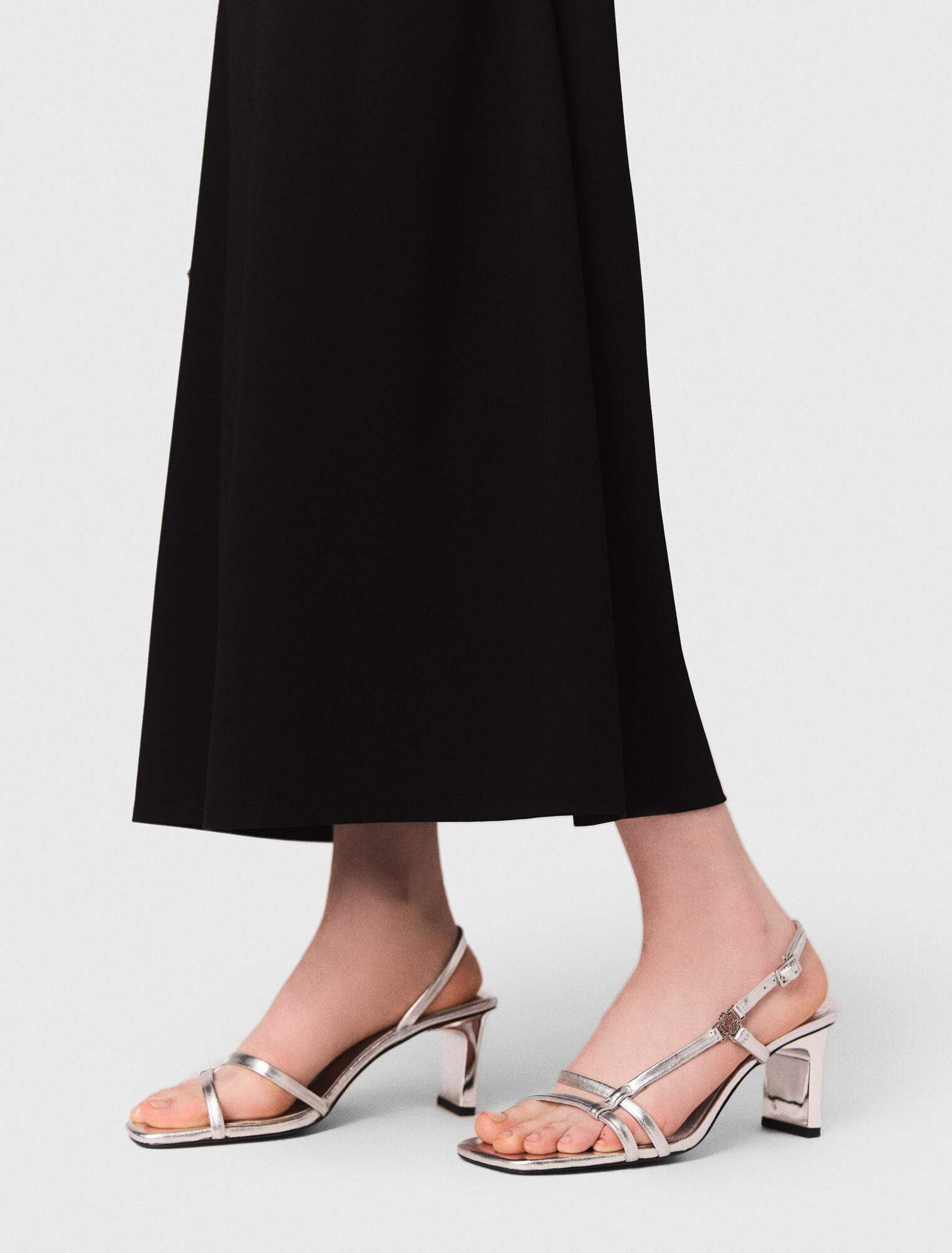 Metallic strappy heeled sandals