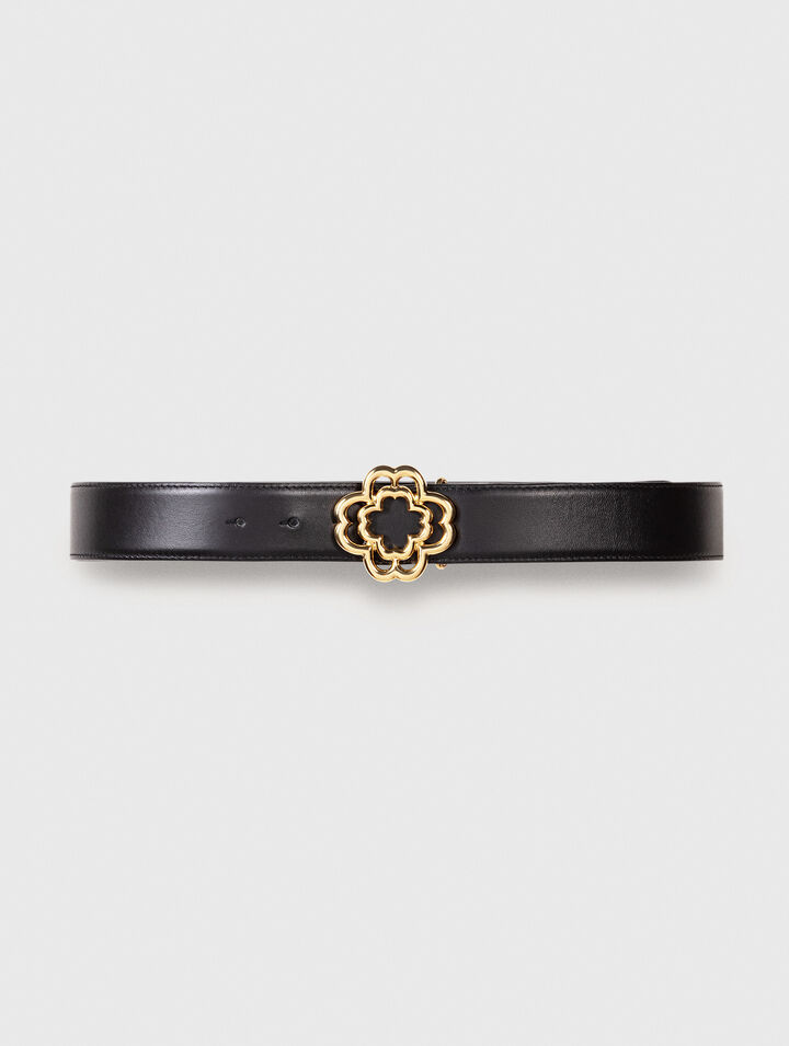 Leather belt with Clover logo Leather belt with Clover logo