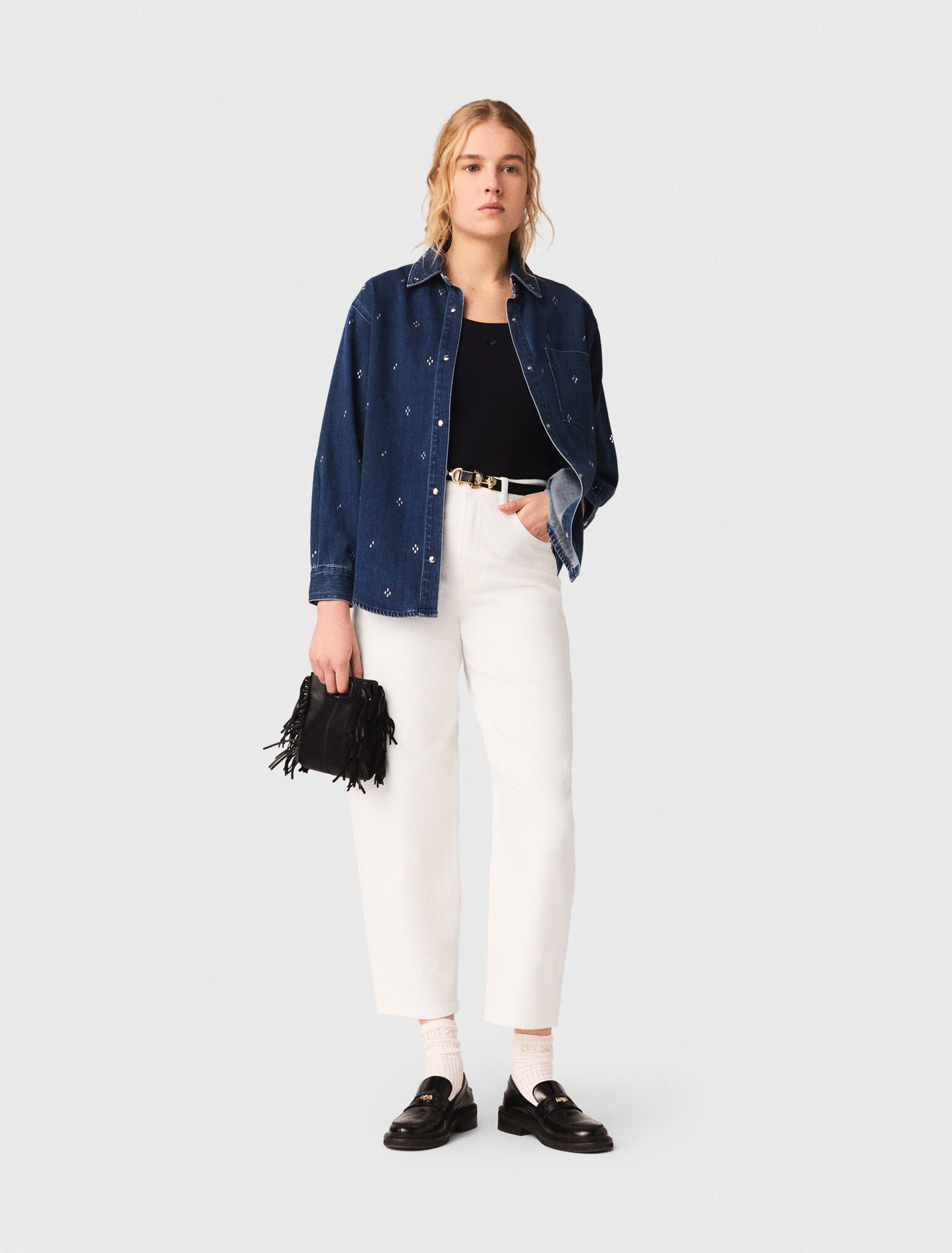 Rhinestone denim shirt