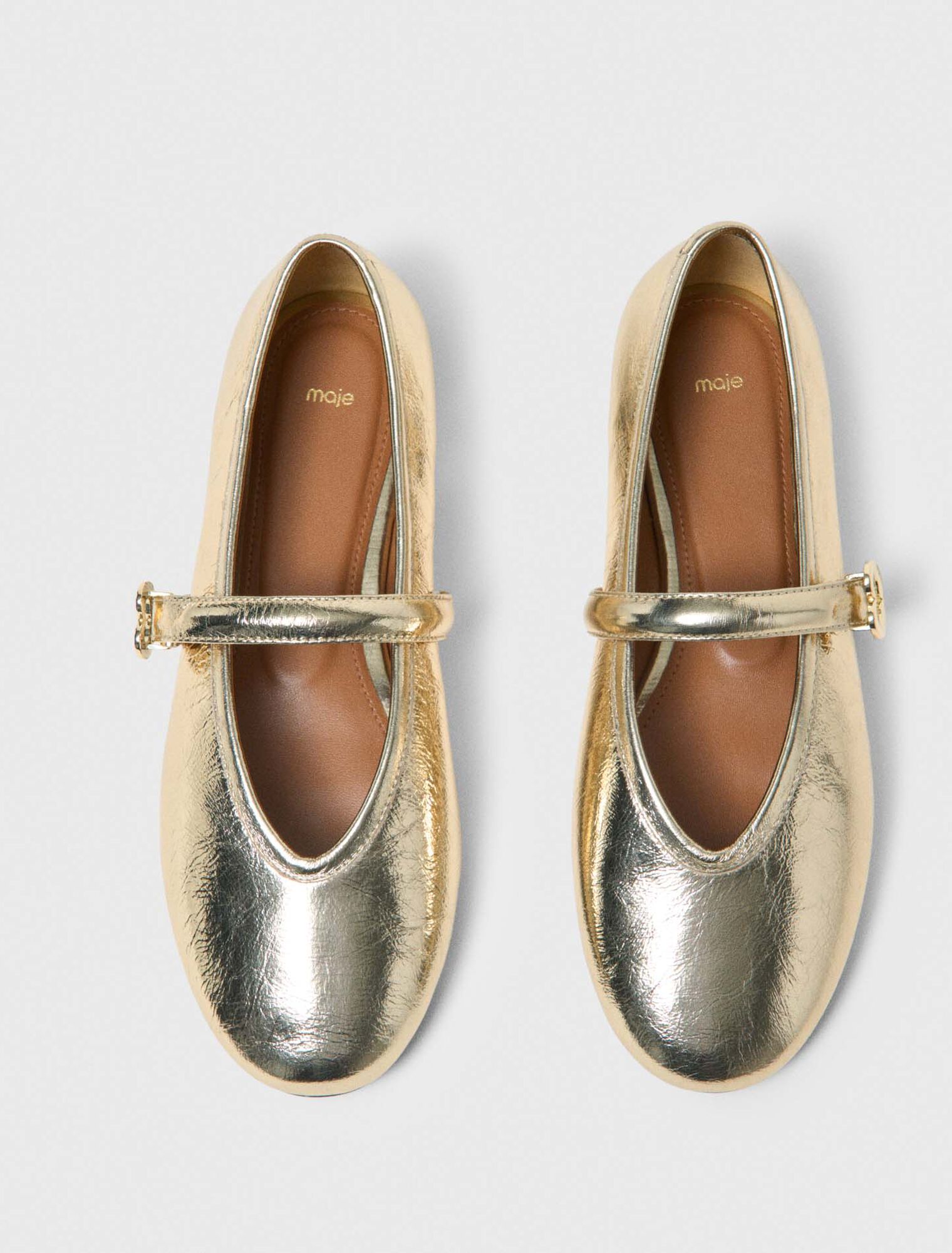 Metallic leather ballet flats