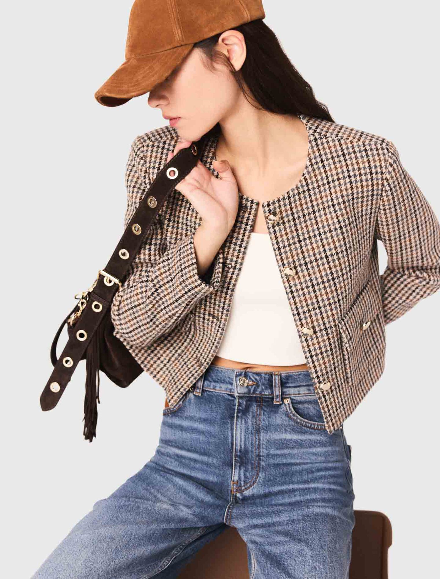Short checked jacket