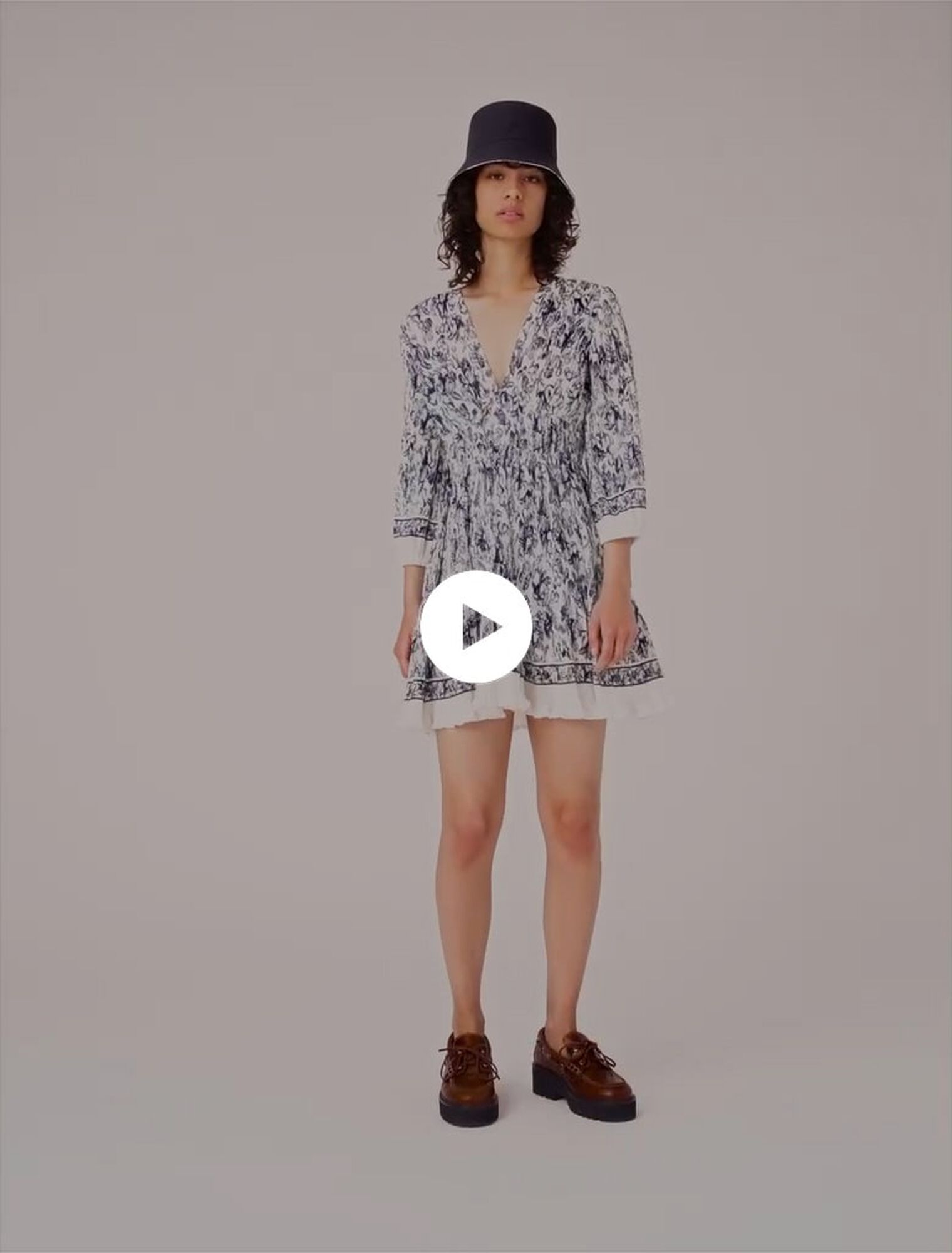 Patterned pleated dress