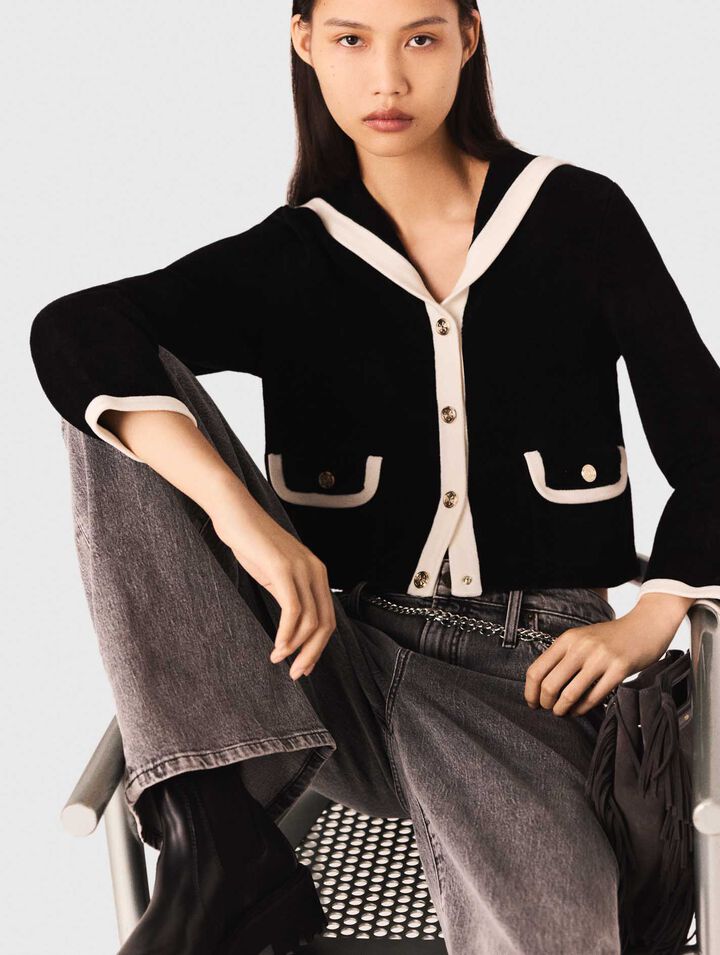 Velvet-effect cardigan