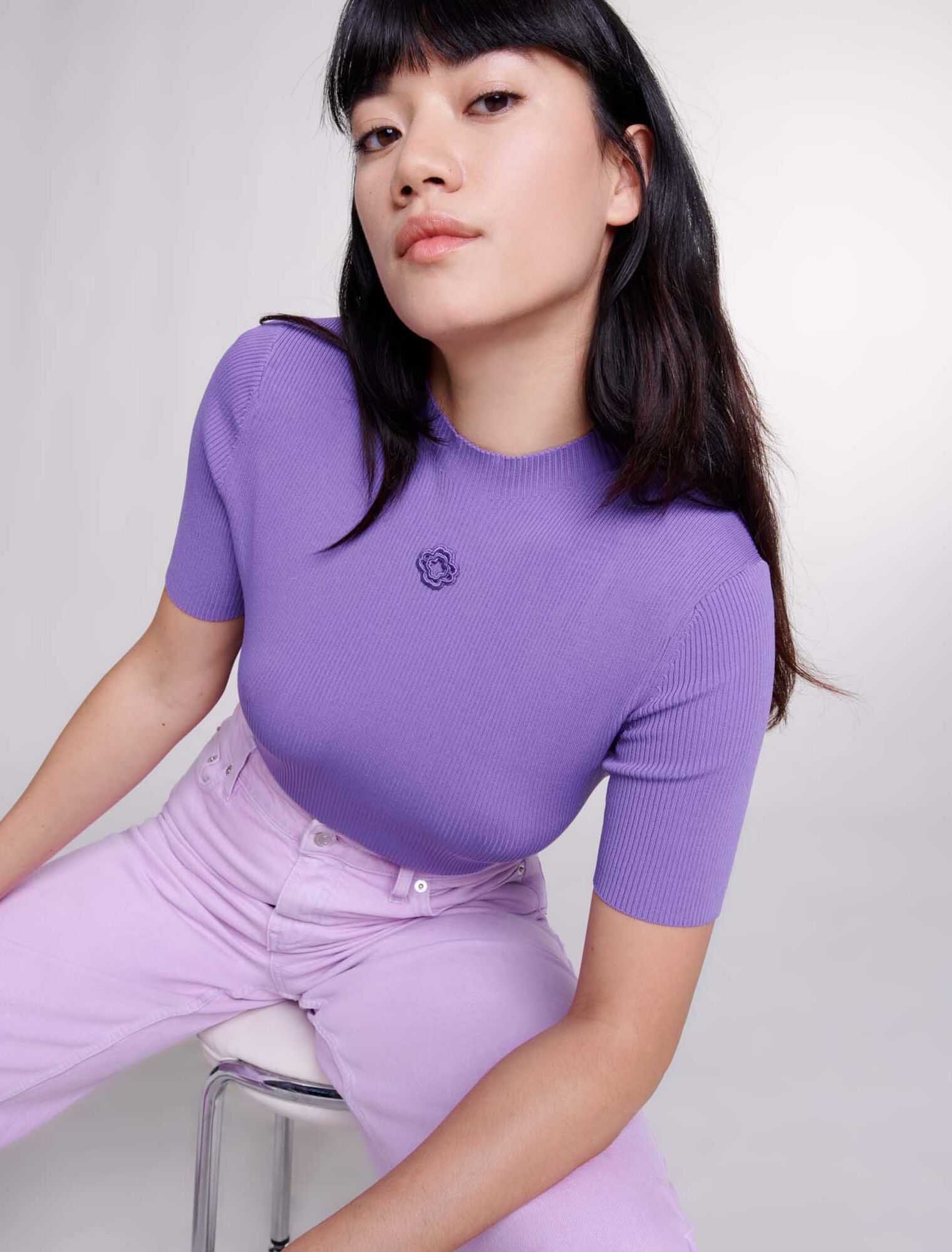 Clover embroidery top