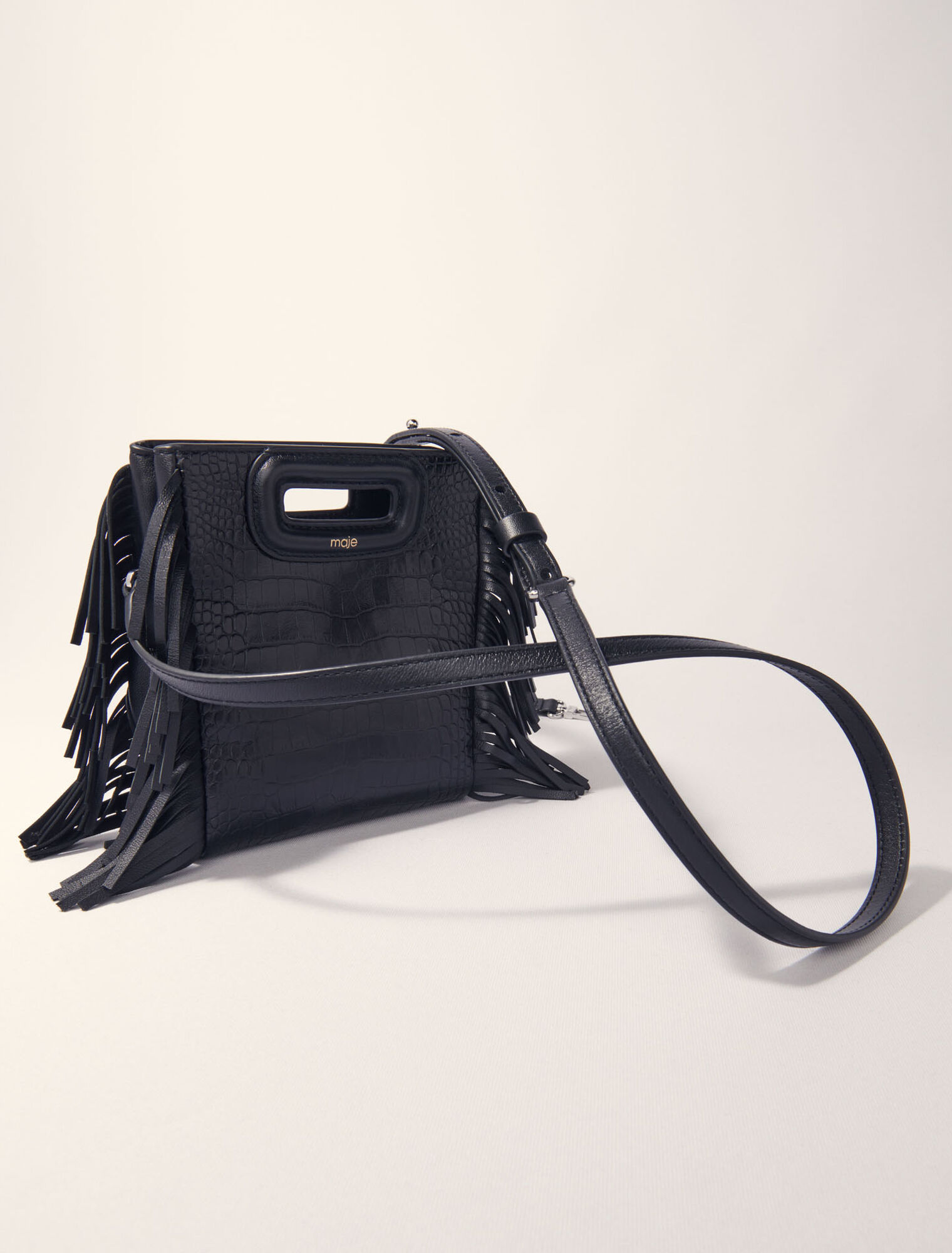 Mini embossed-leather M bag with chain