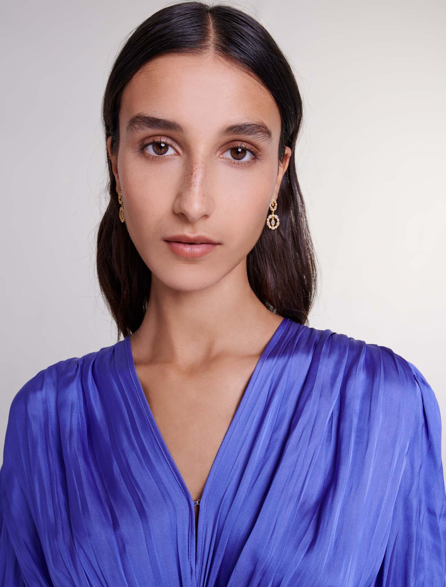 Satin-effect draped maxi dress Satin-effect draped maxi dress
