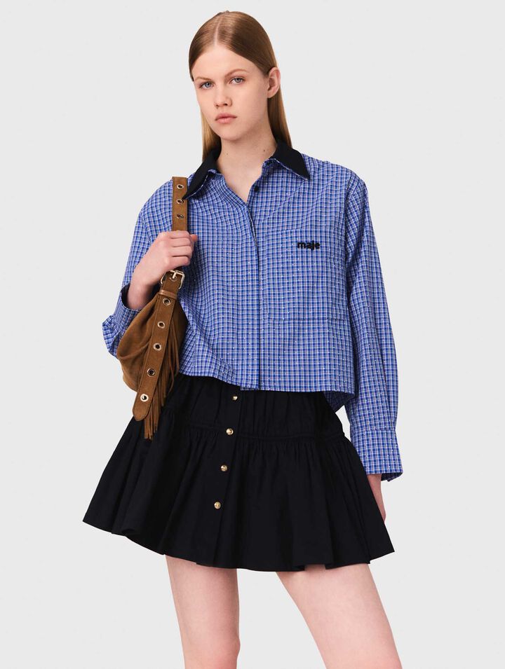 Rhinestone shirt with removable col