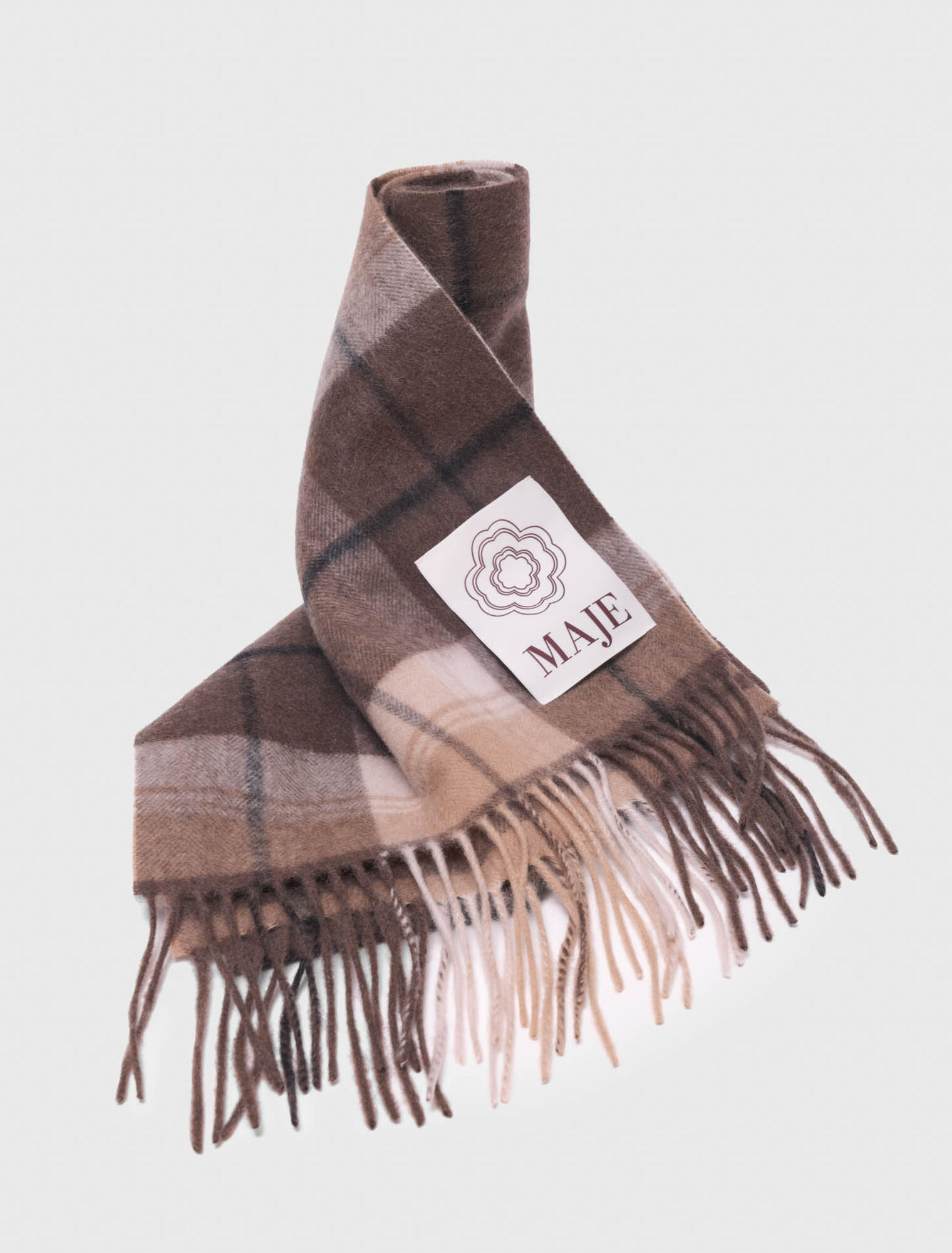 Wool check scarf