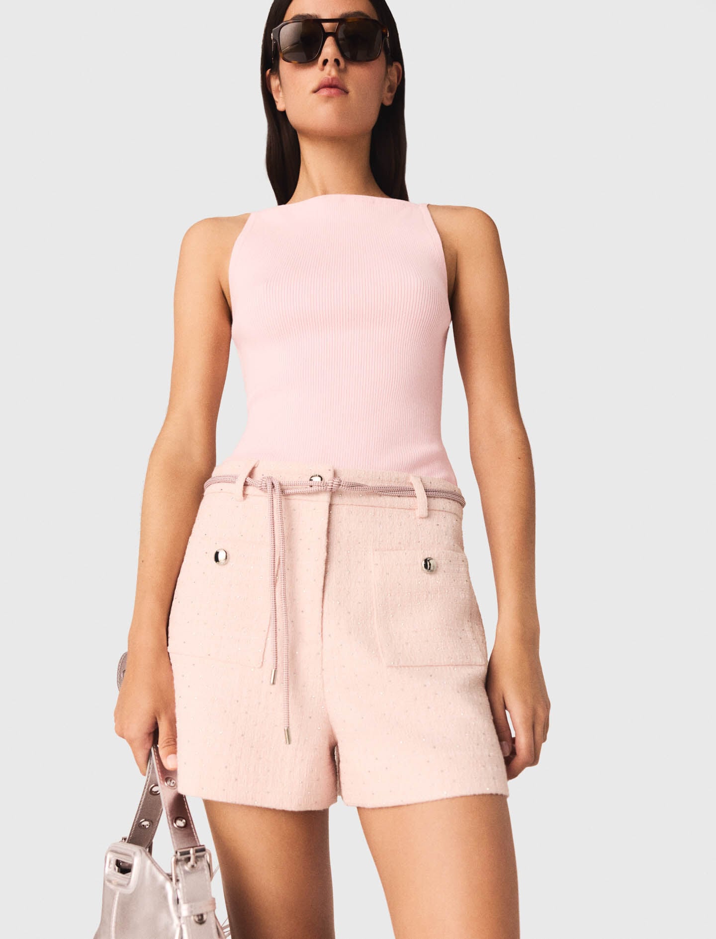 Tweed shorts Pink for Women | Maje