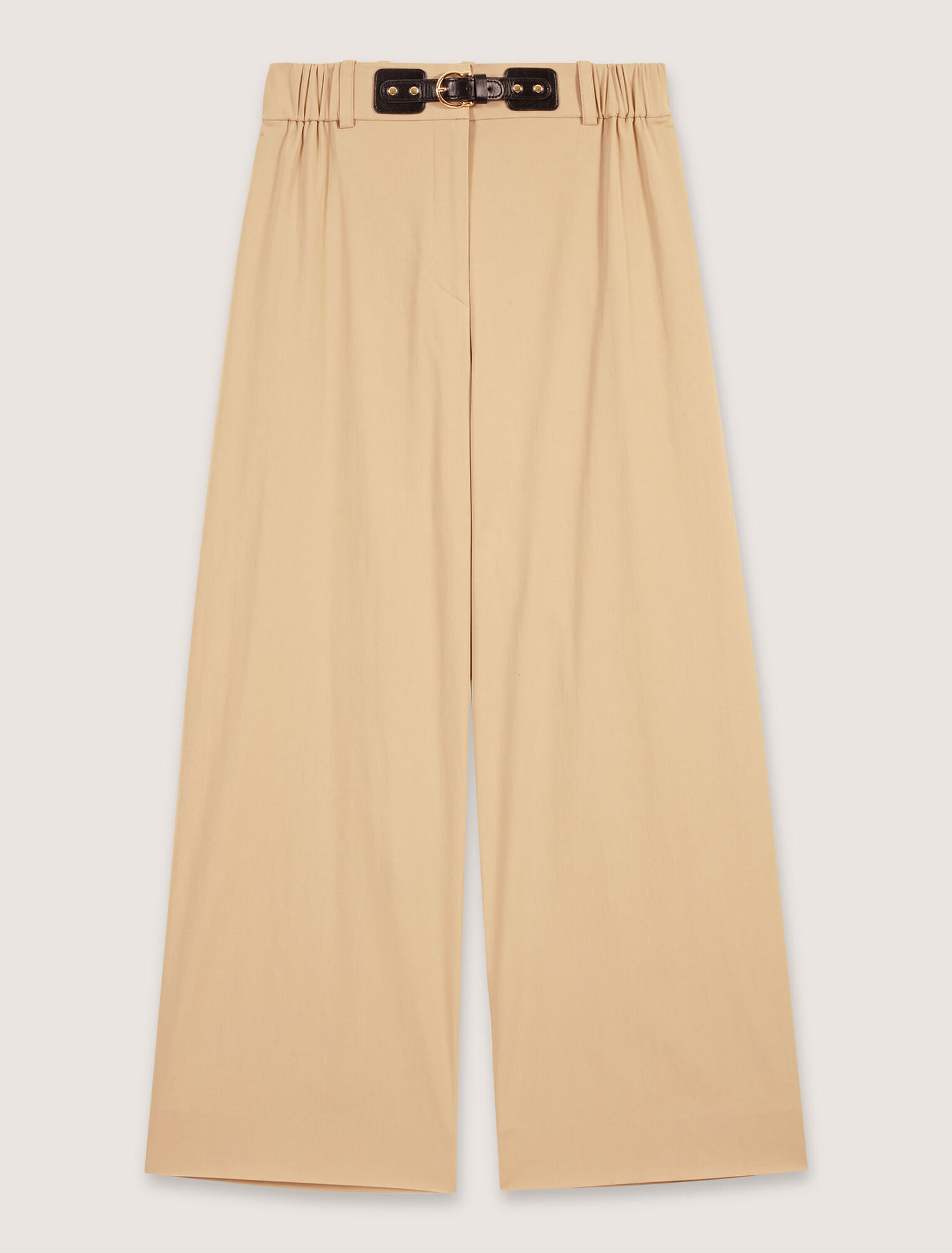 Wide-leg cotton trousers