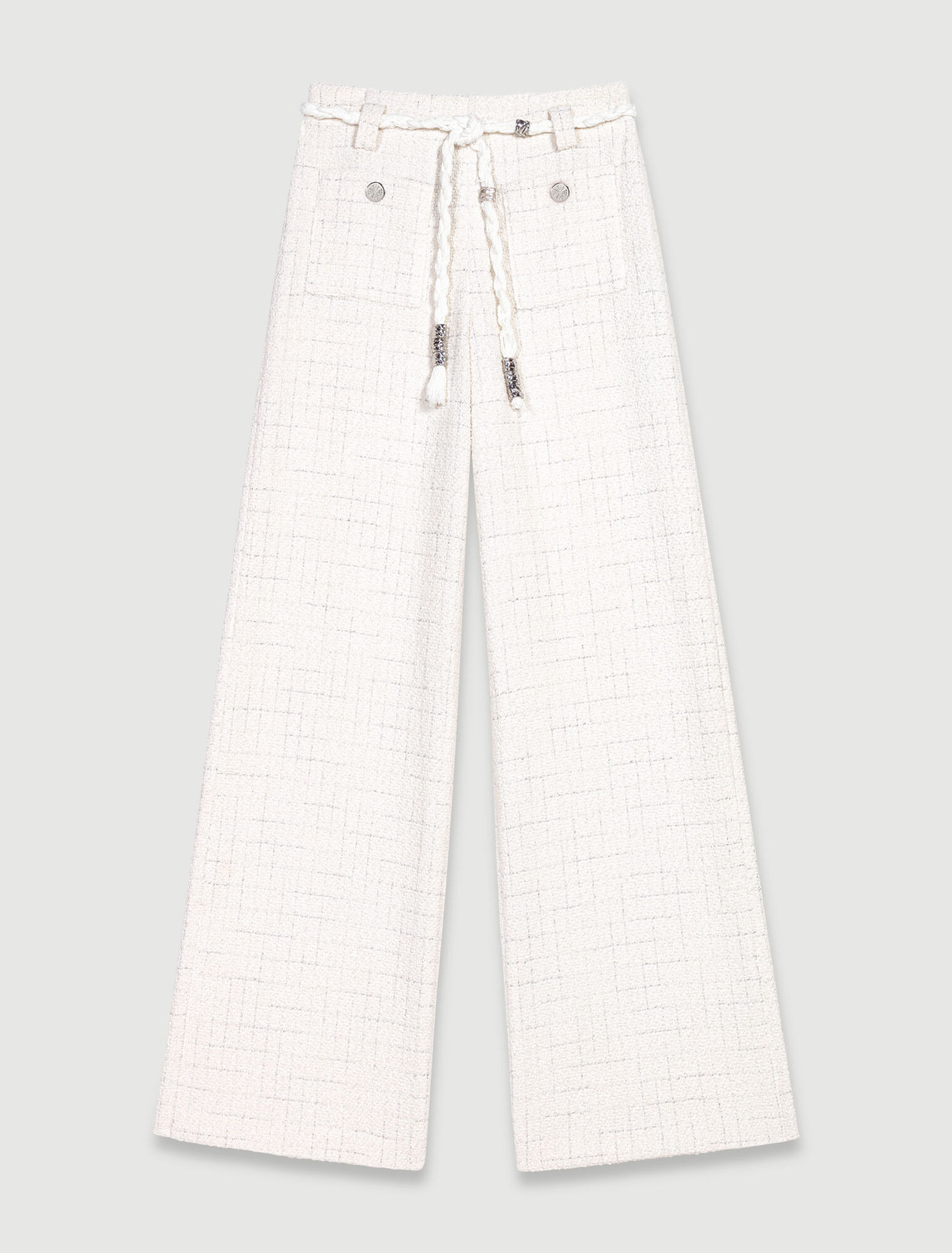 Metallic thread tweed trousers