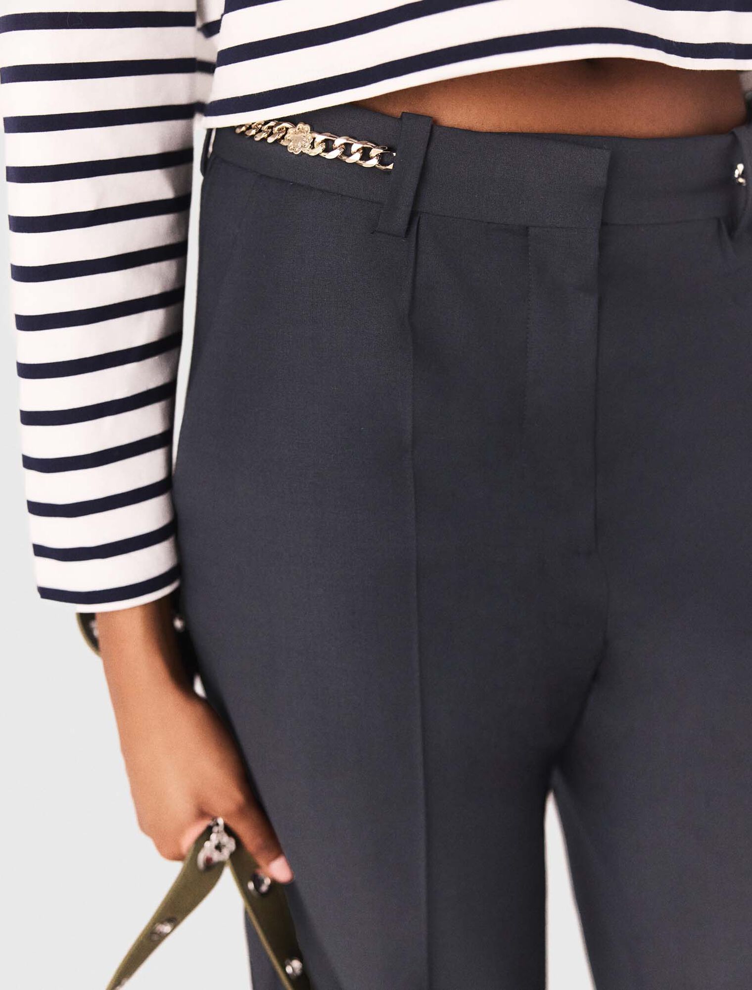 Suit trousers with chain detail
