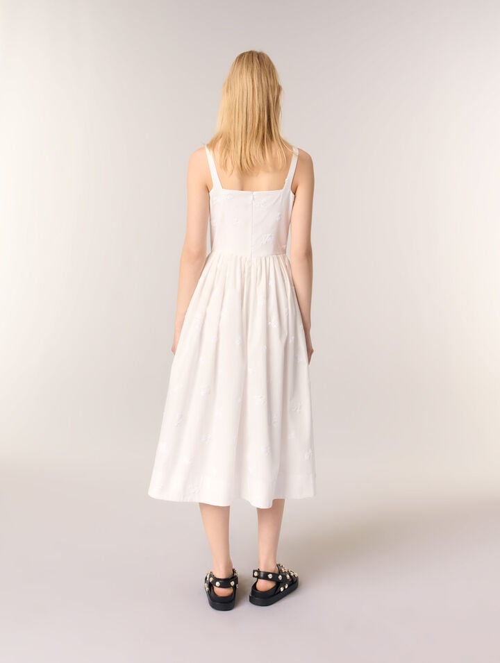 Embroidered cotton midi dress