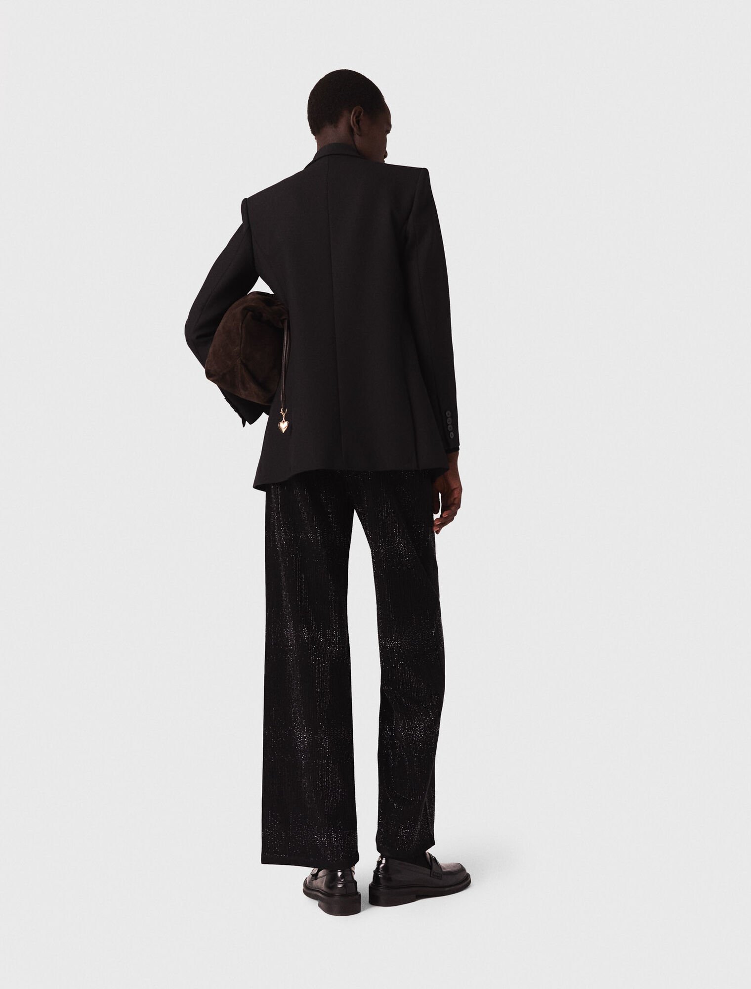 Wide-leg rhinestone jeans