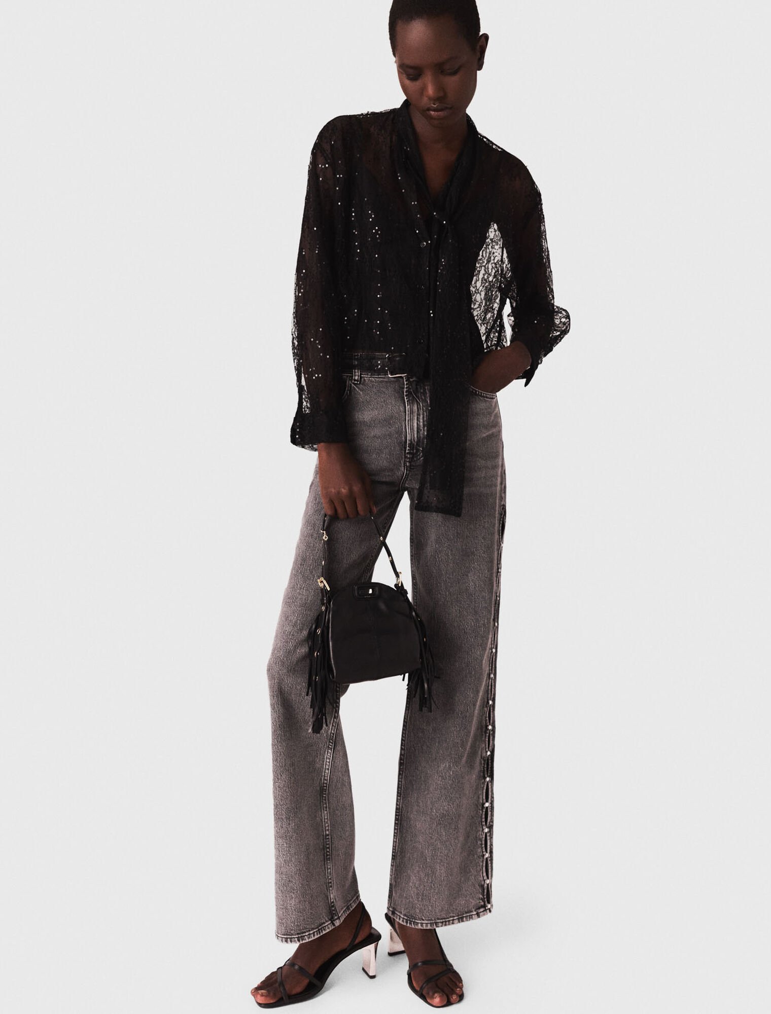 Lace pussy bow shirt