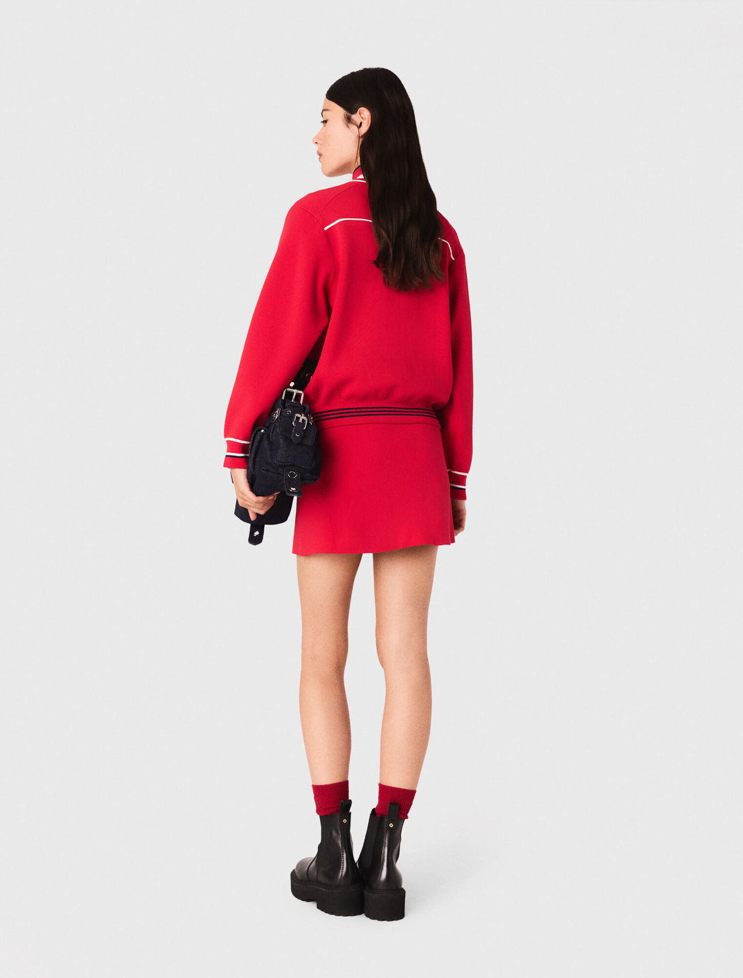 Zipped cardigan with elastic waist