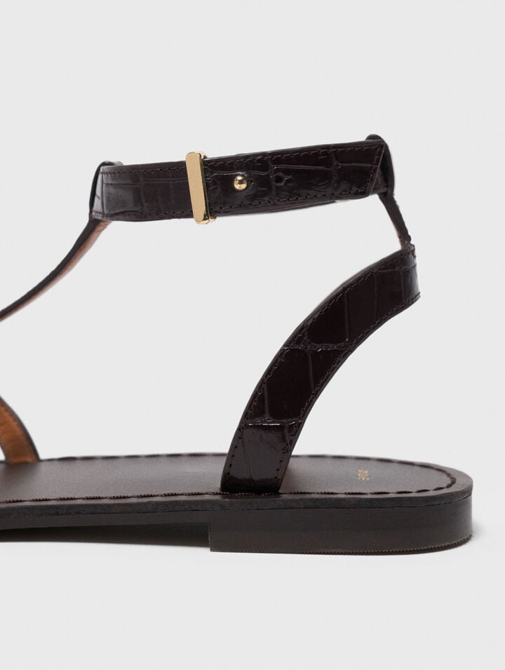 Flat leather strap sandals