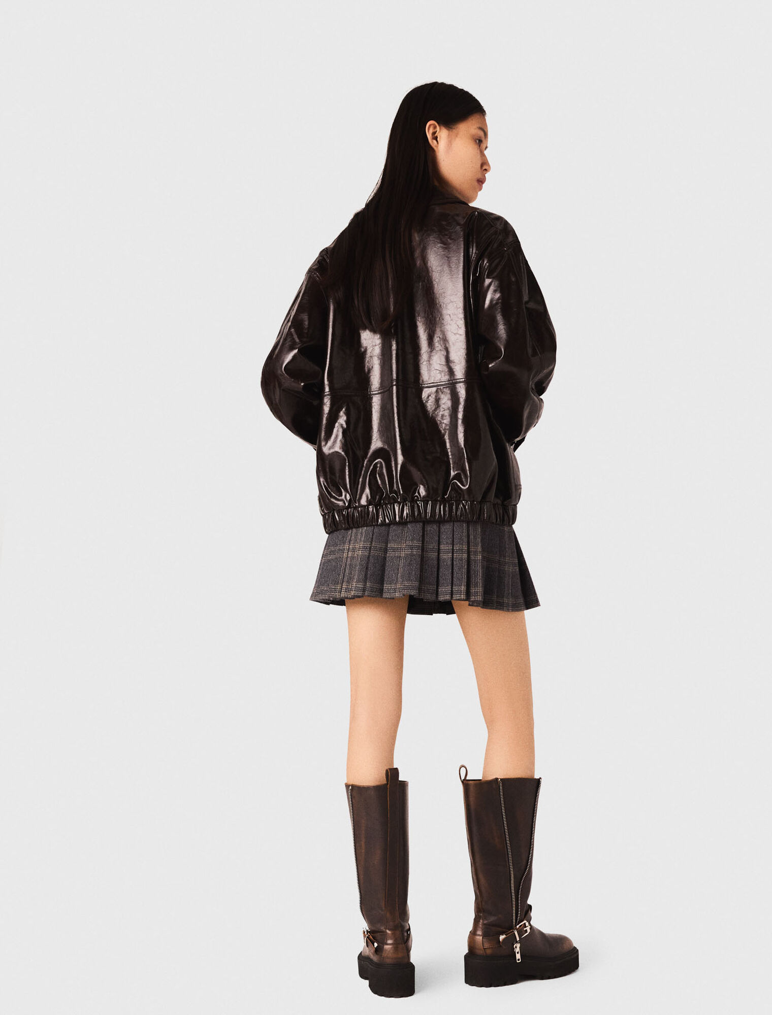 Crackled faux leather jacket