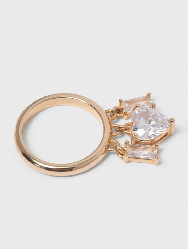 Rhinestone-jewelled gold-tone ring